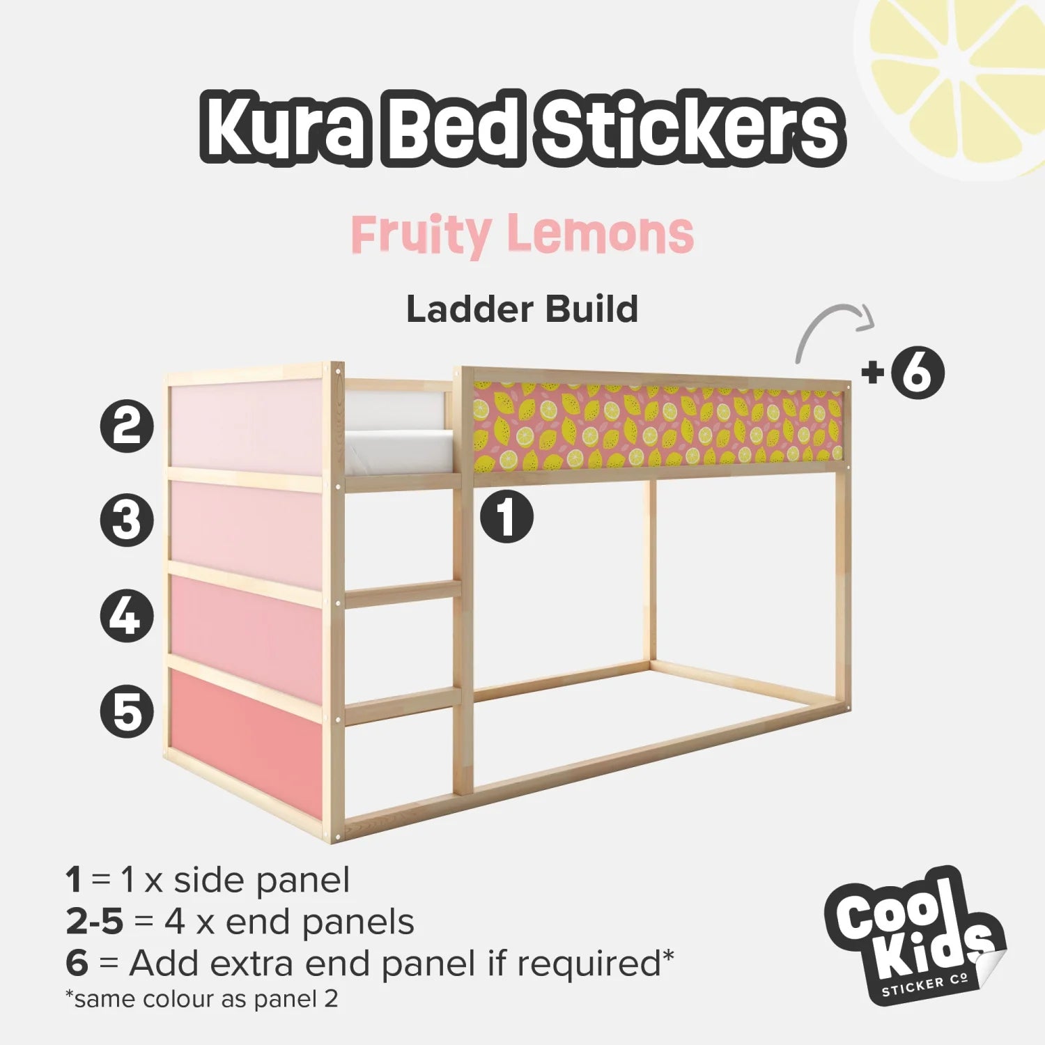 Kura Bed Fruity Lemons Decals - Furniture Decals - Kura Bed