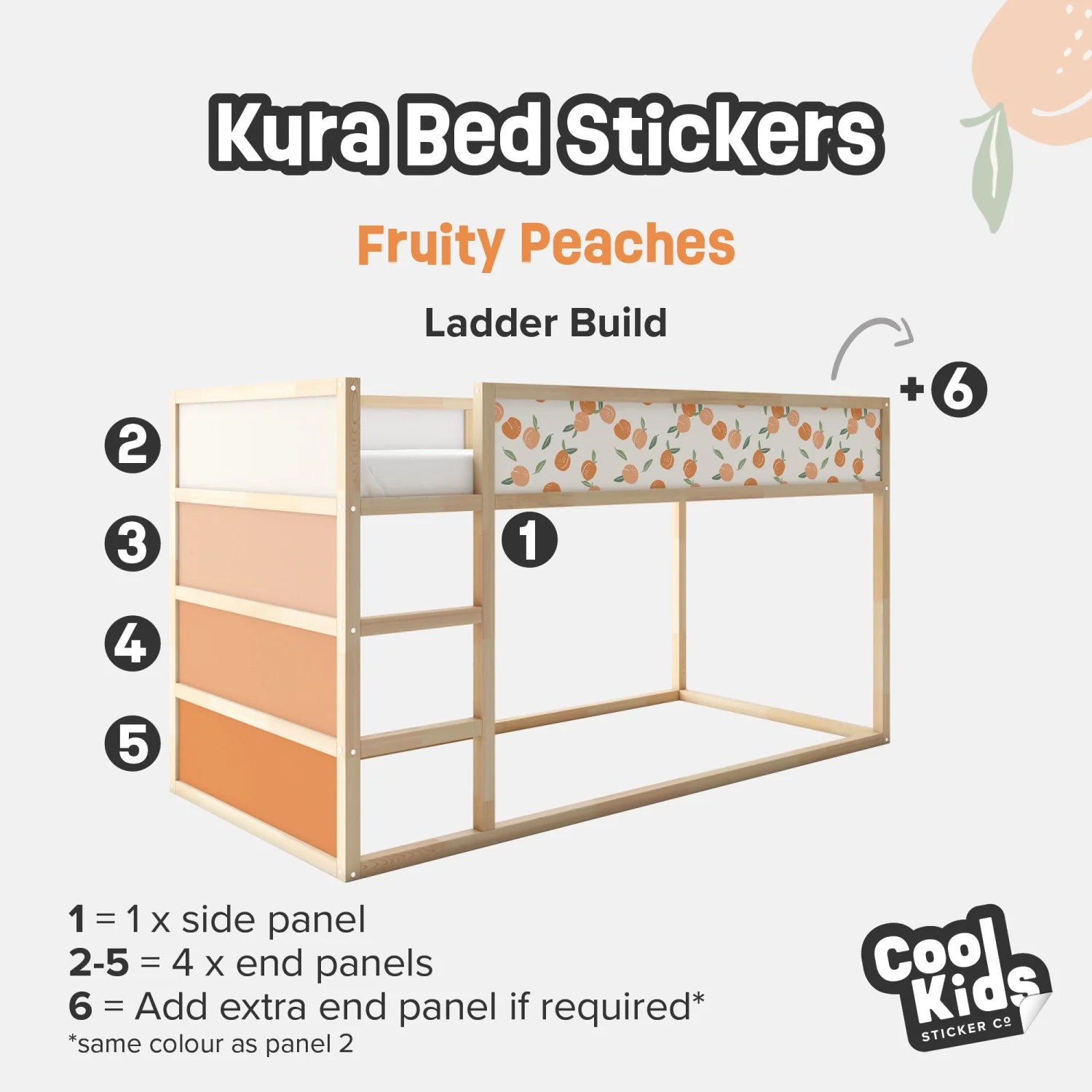 Kura Bed Fruity Peaches Decals - Furniture Decals - Kura Bed