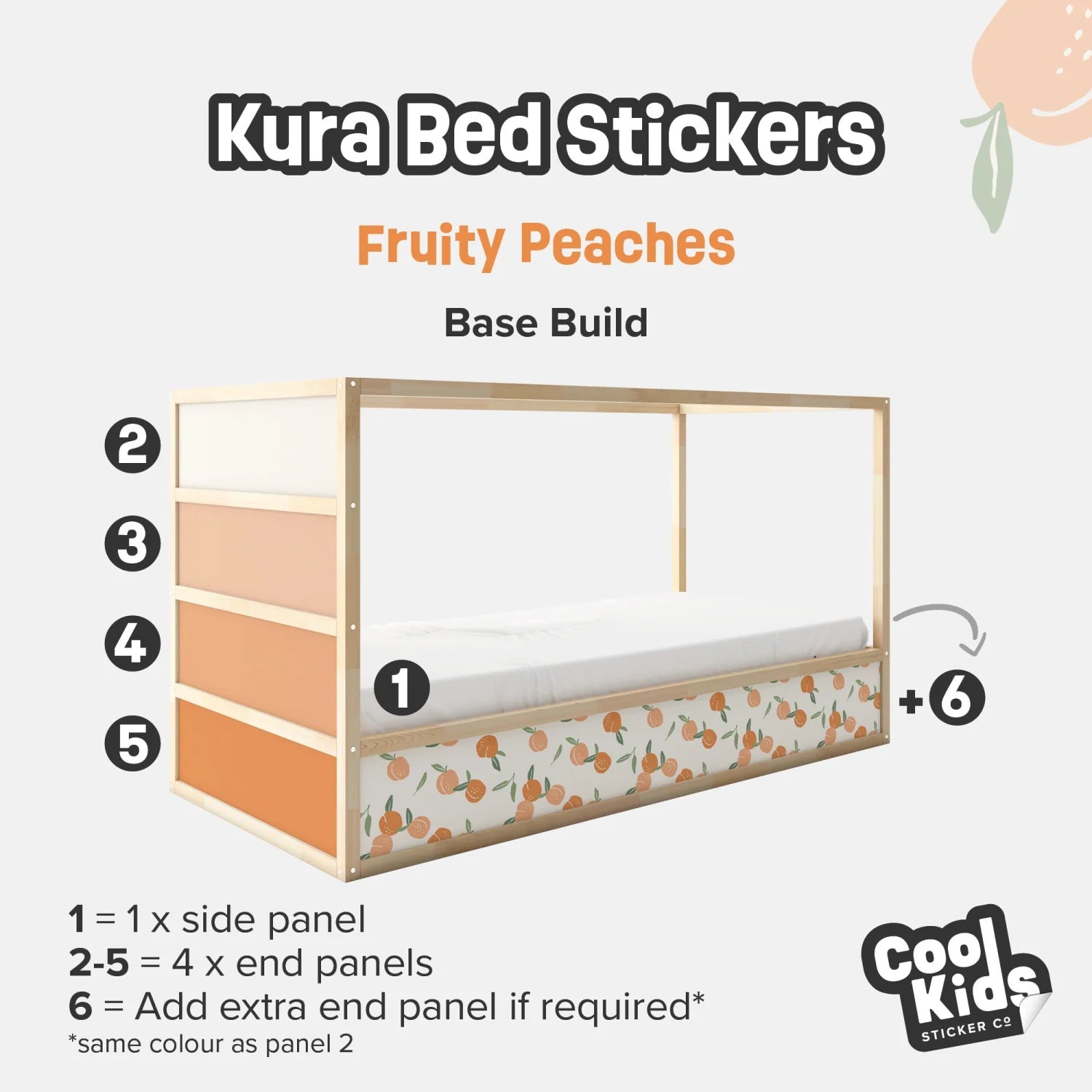 Kura Bed Fruity Peaches Decals - Furniture Decals - Kura Bed