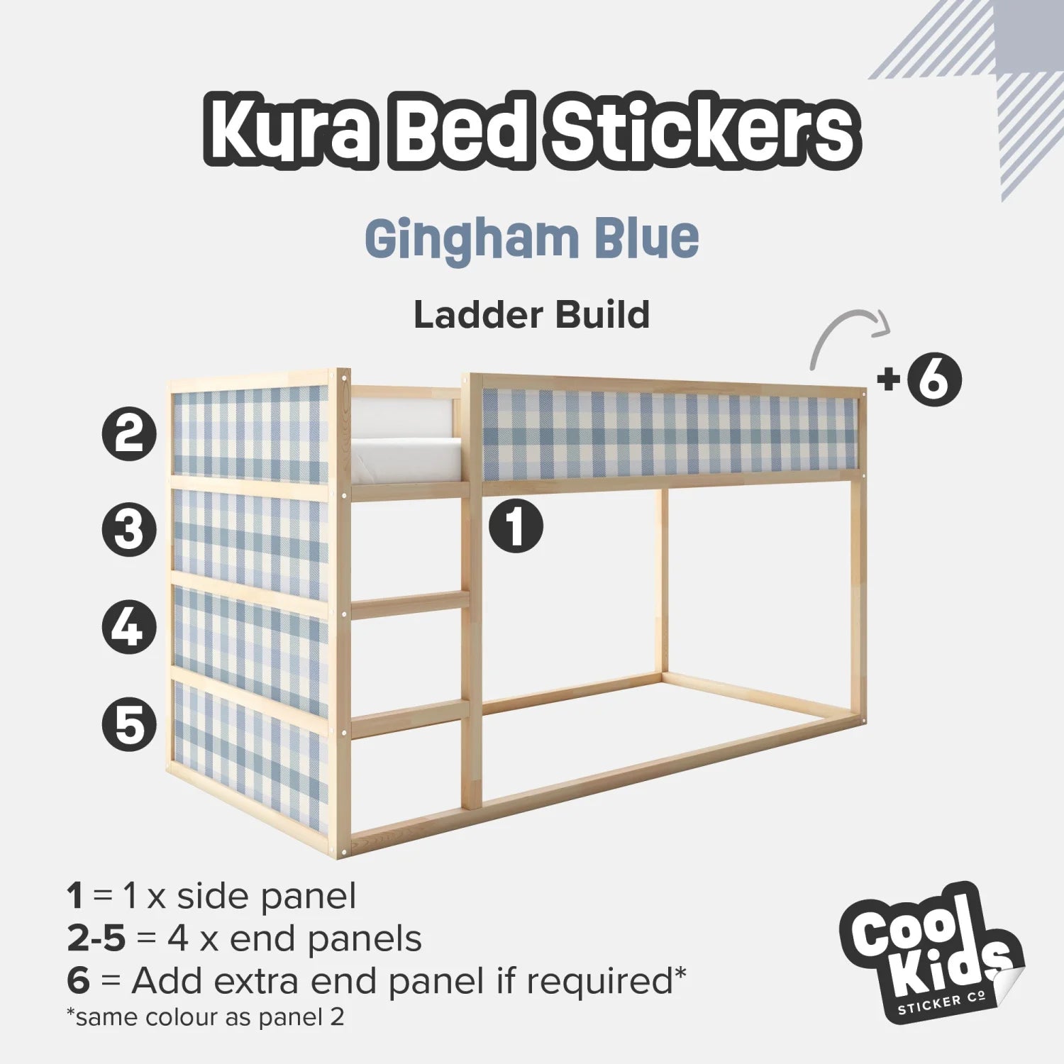 Kura Bed Gingham Blue Decals - Furniture Decals - Kura Bed