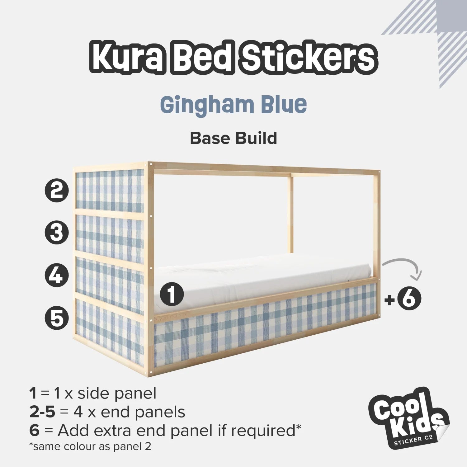 Kura Bed Gingham Blue Decals - Furniture Decals - Kura Bed