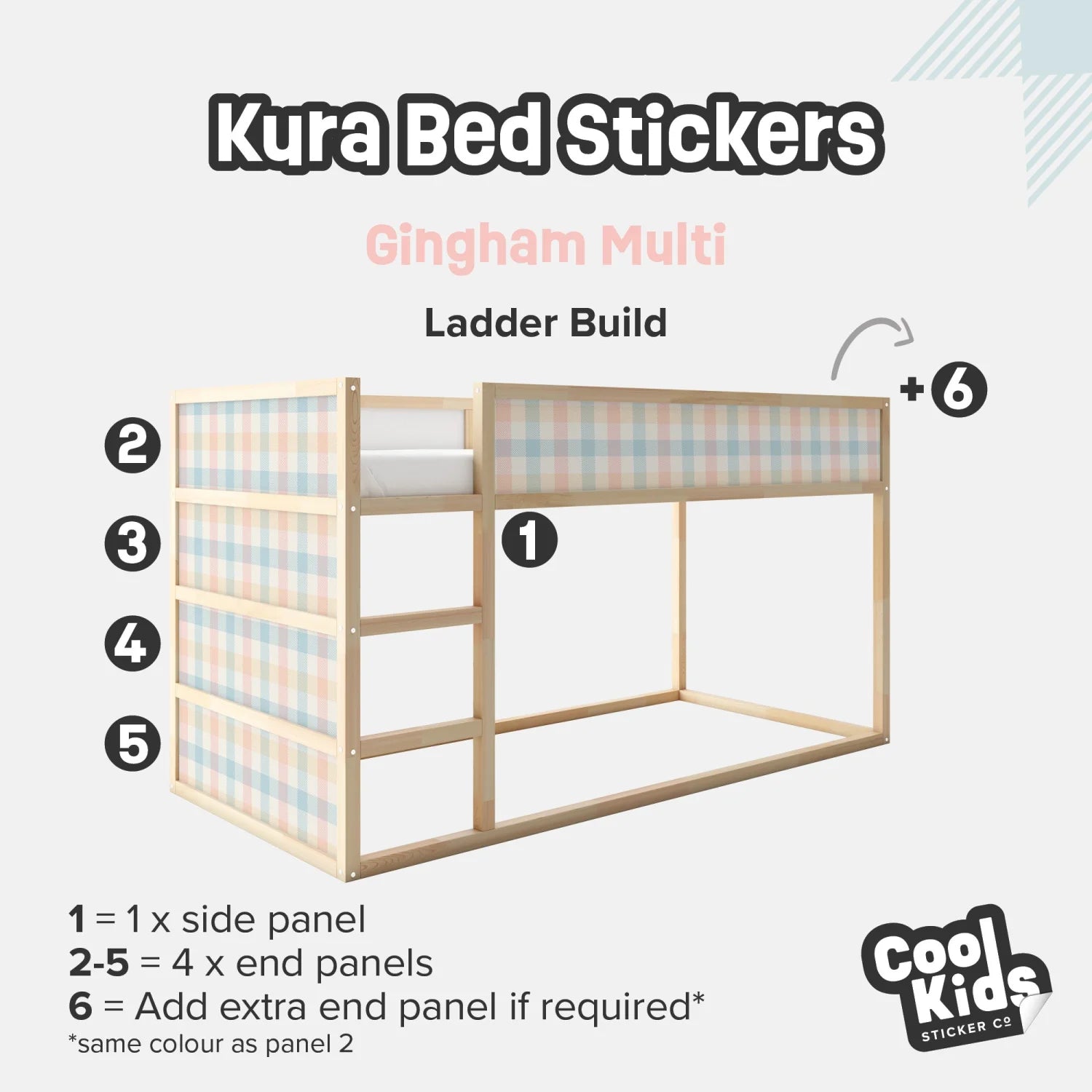 Kura Bed Gingham Multi Decals - Furniture Decals - Kura Bed