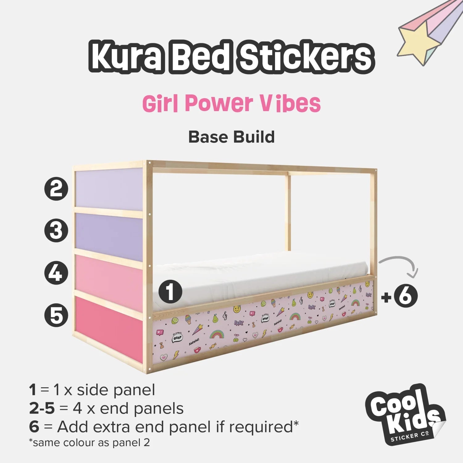 Kura Bed Girl Power Vibes Decals - Furniture Decals - Kura