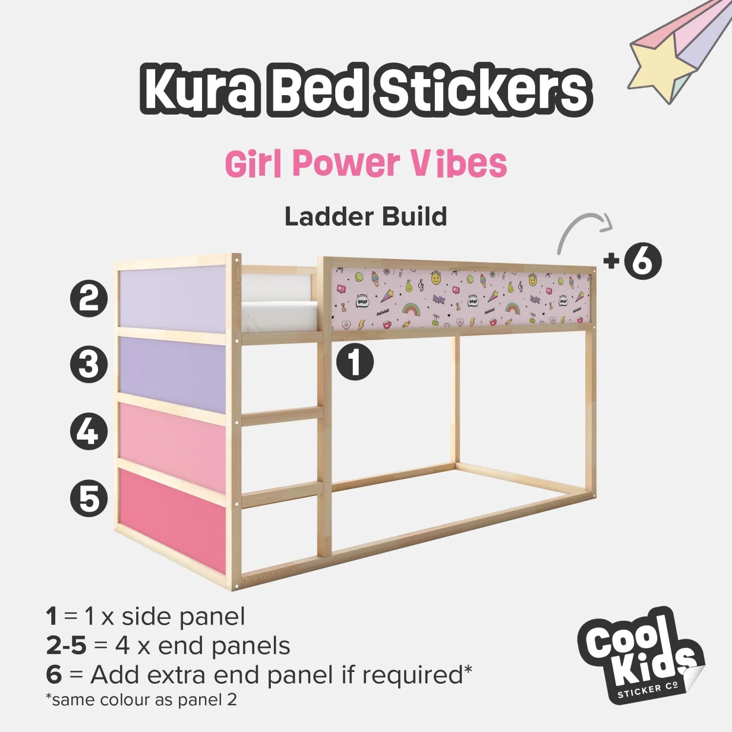 Kura Bed Girl Power Vibes Decals - Furniture Decals - Kura