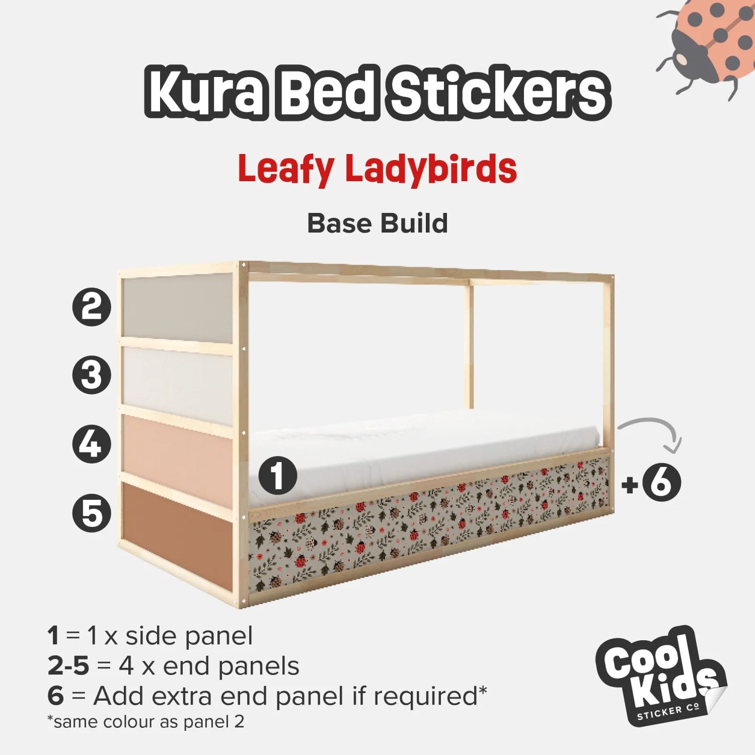 Kura Bed Leafy Ladybirds Decals - Furniture Decals - Kura