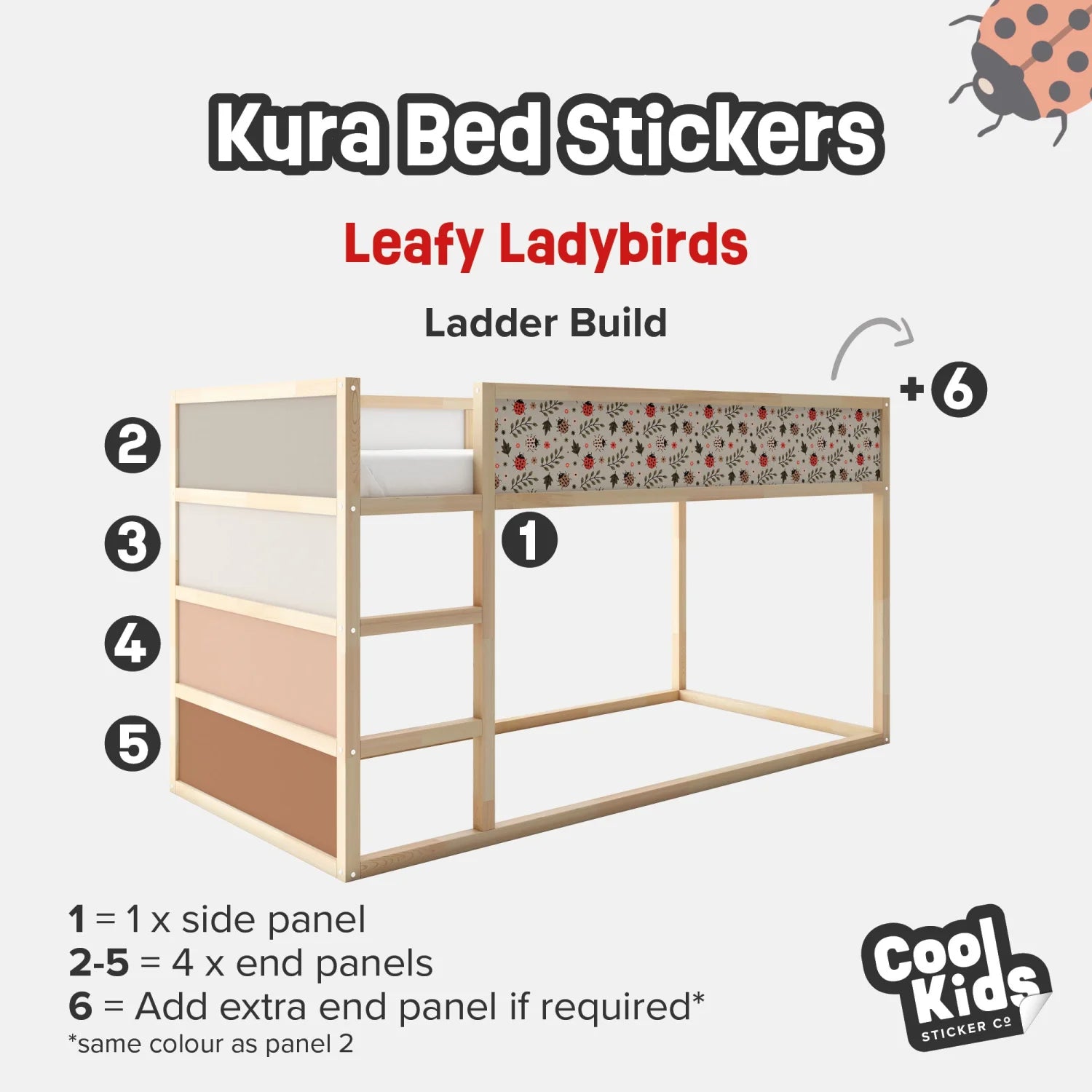 Kura Bed Leafy Ladybirds Decals - Furniture Decals - Kura