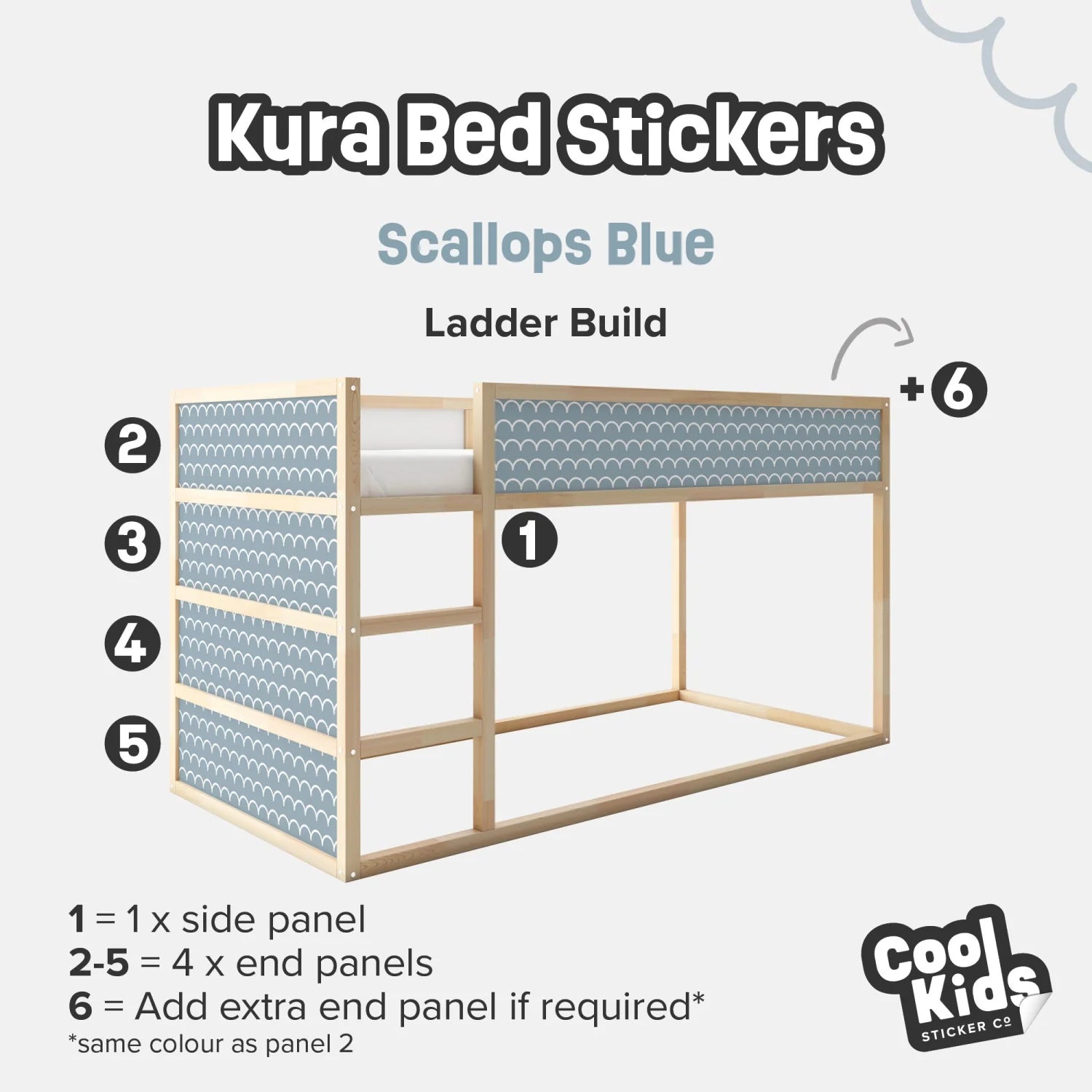 Kura Bed Scallops Blue Decals - Furniture Decals - Kura Bed