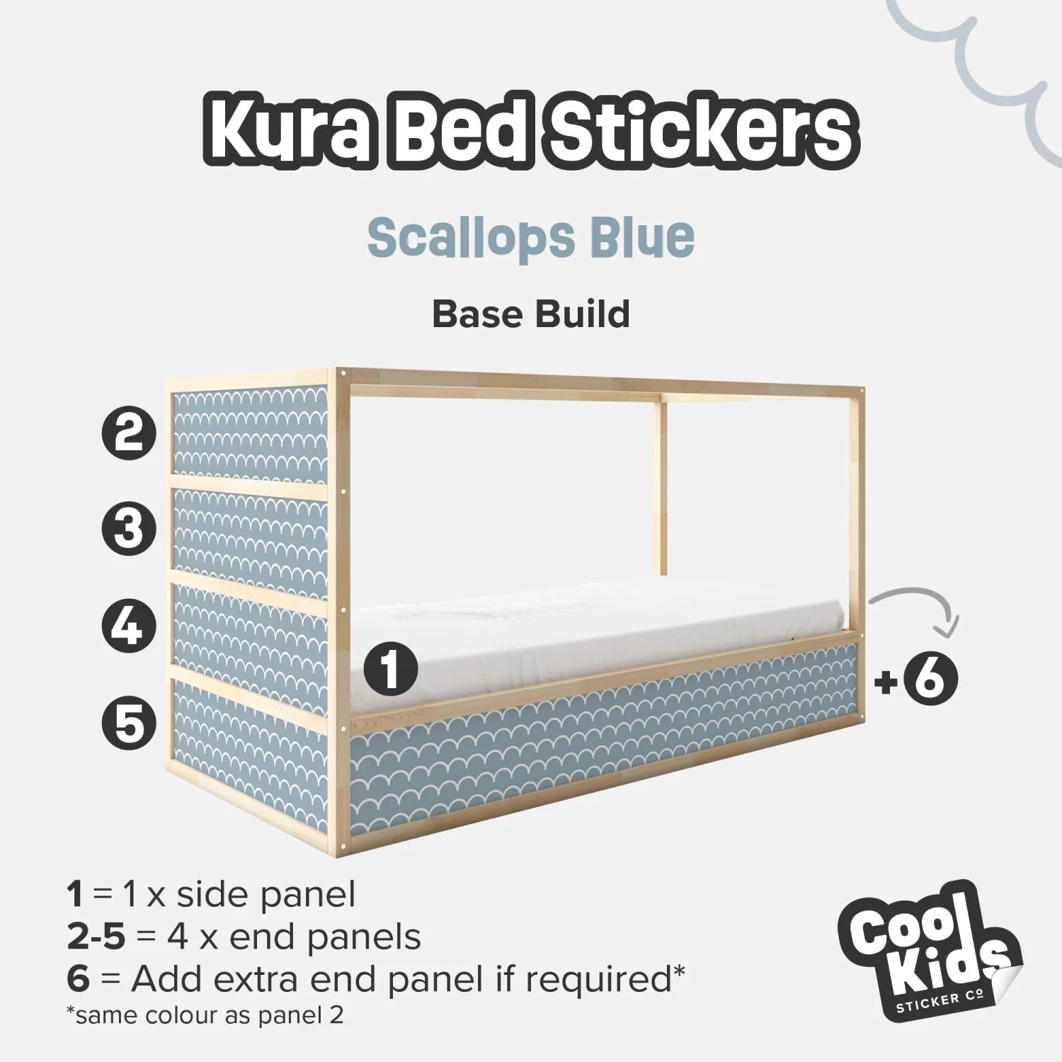 Kura Bed Scallops Blue Decals - Furniture Decals - Kura Bed