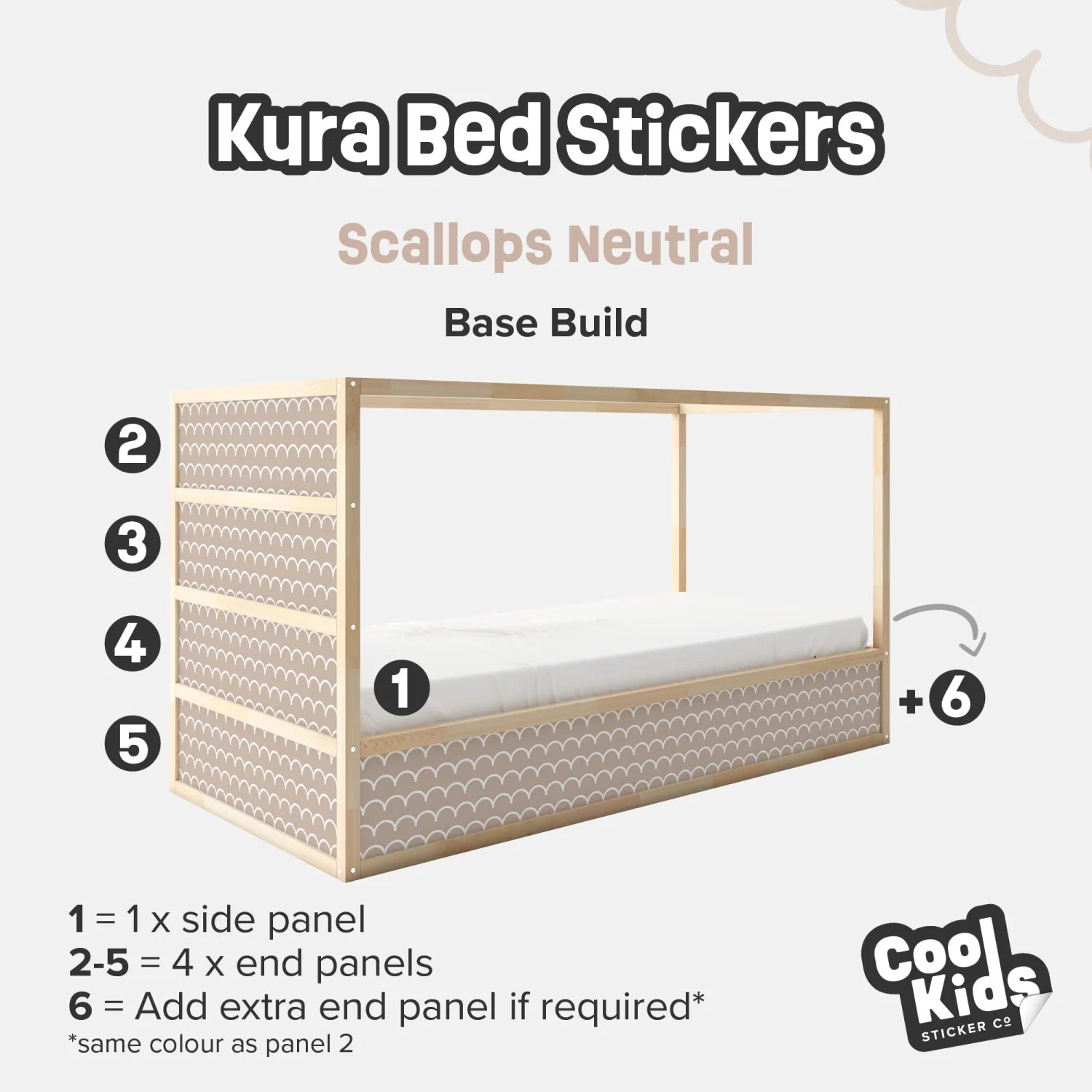 Kura Bed Scallops Neutral Decals - Furniture Decals - Kura