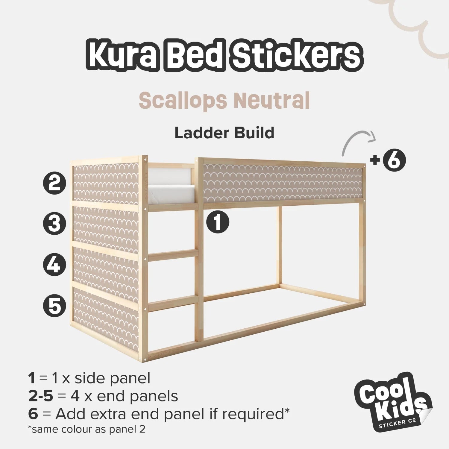 Kura Bed Scallops Neutral Decals - Furniture Decals - Kura