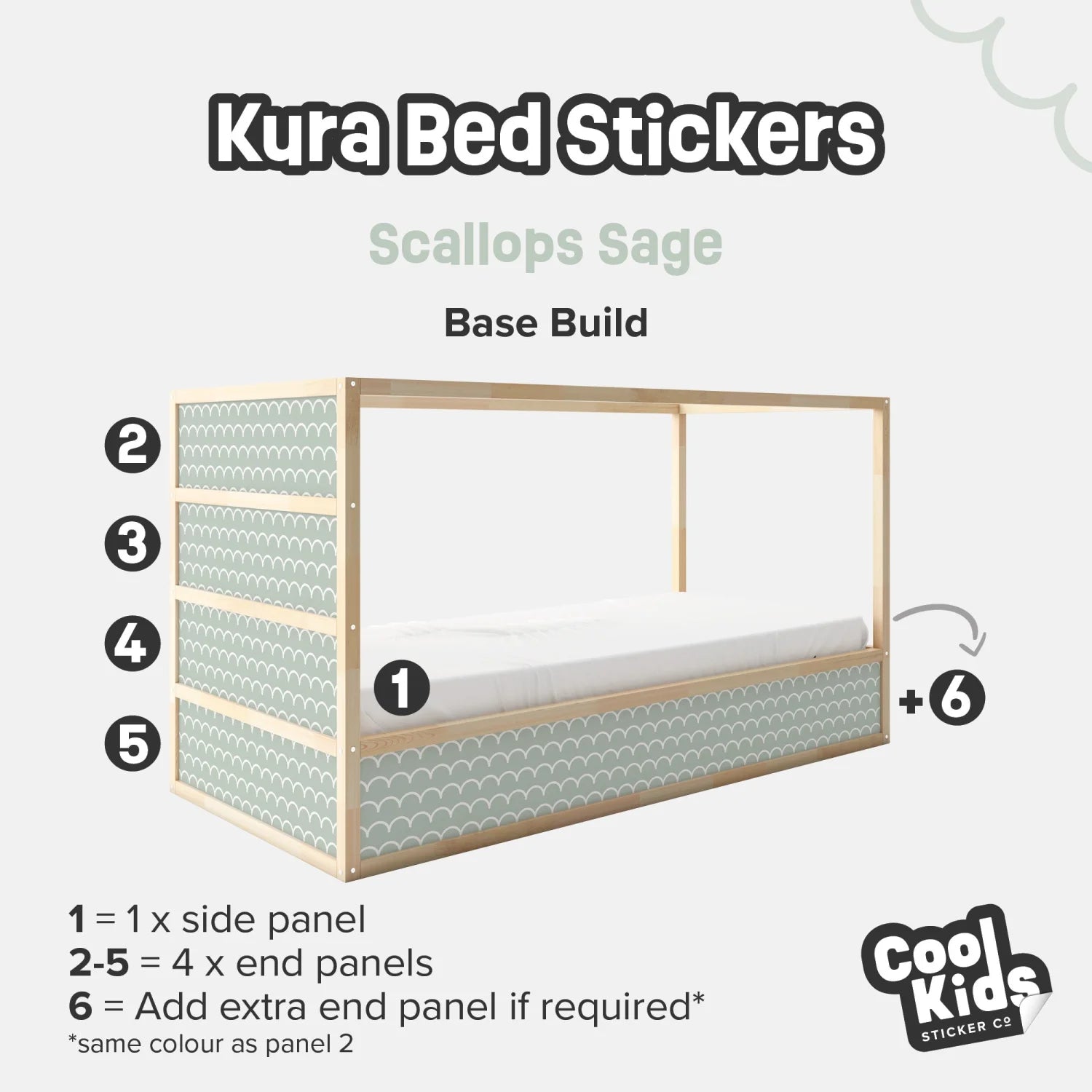 Kura Bed Scallops Sage Decals - Furniture Decals - Kura Bed