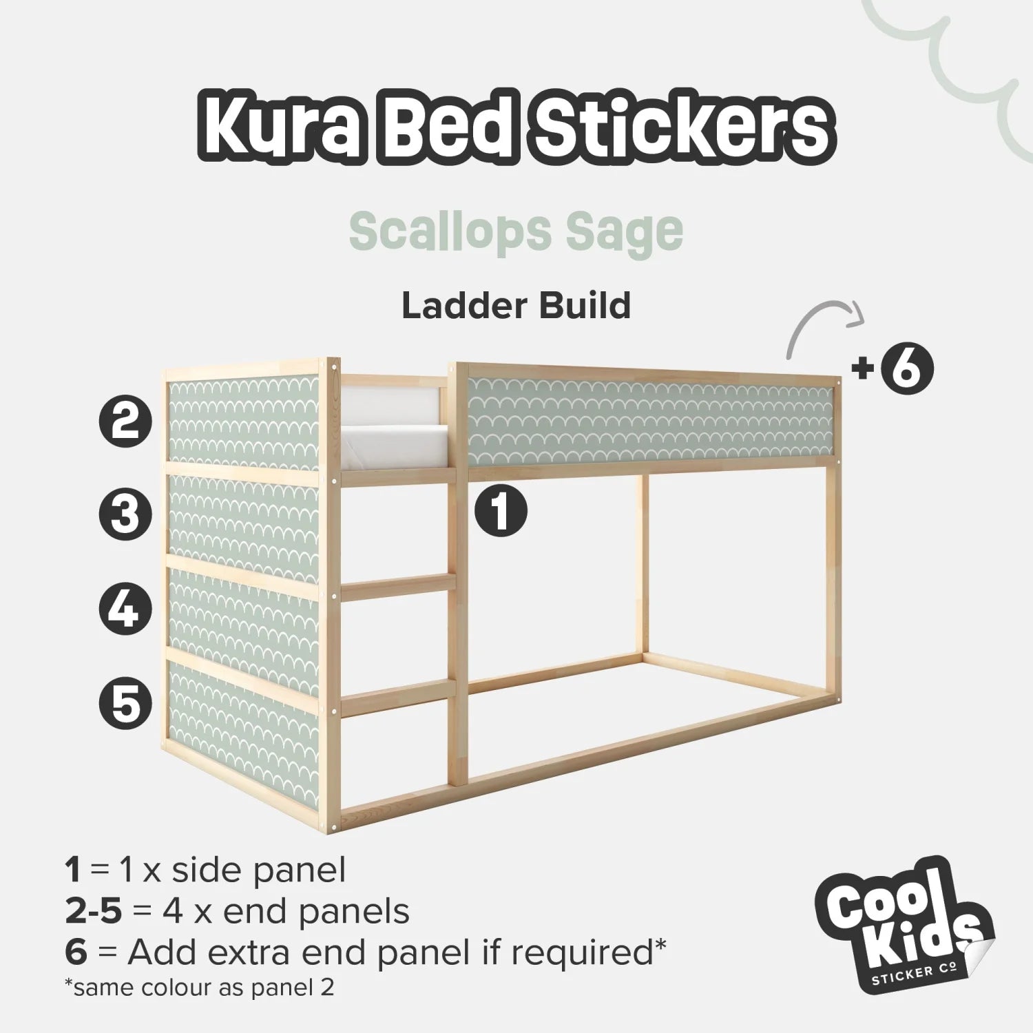 Kura Bed Scallops Sage Decals - Furniture Decals - Kura Bed