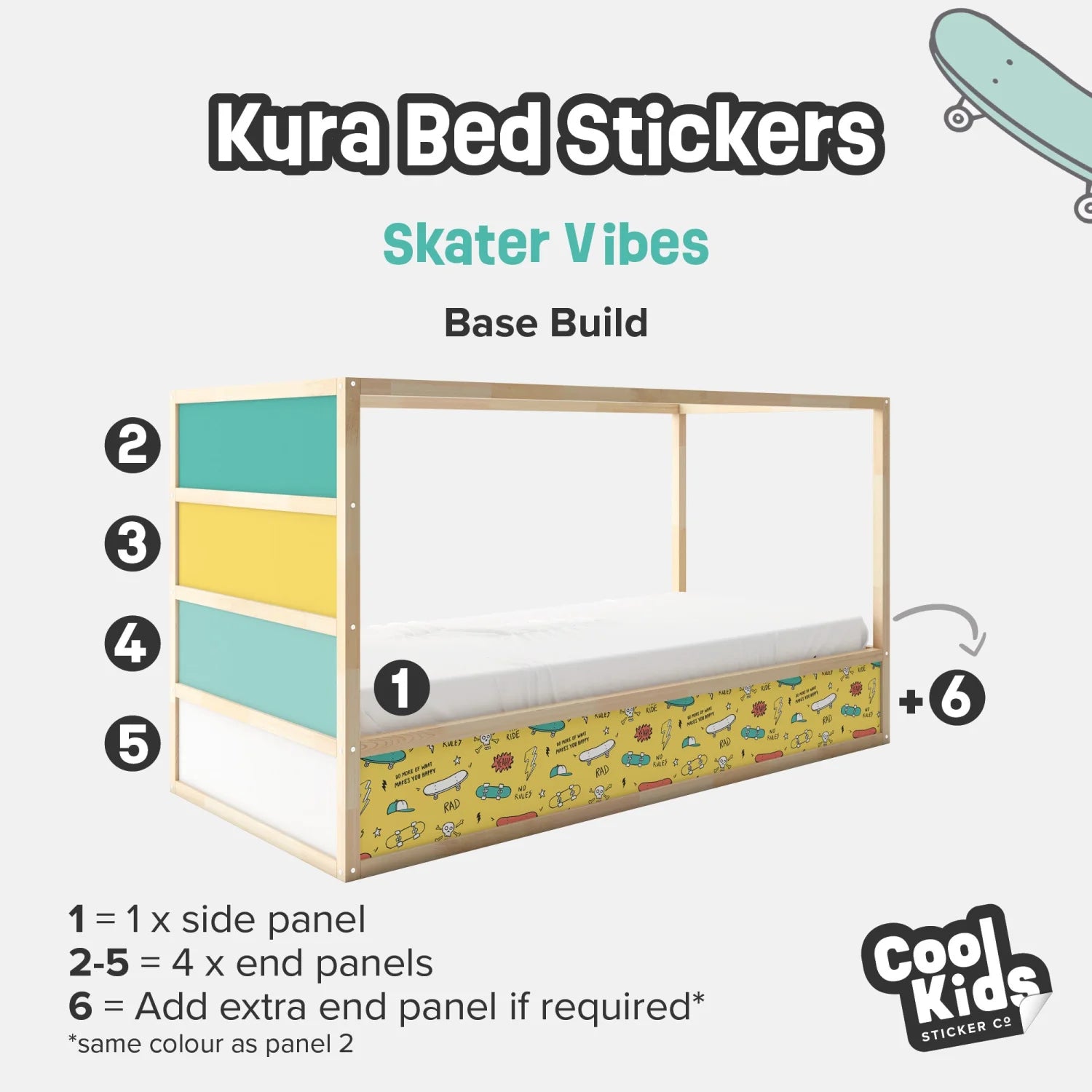 Kura Bed Skater Vibes Decals - Furniture Decals - Kura Bed