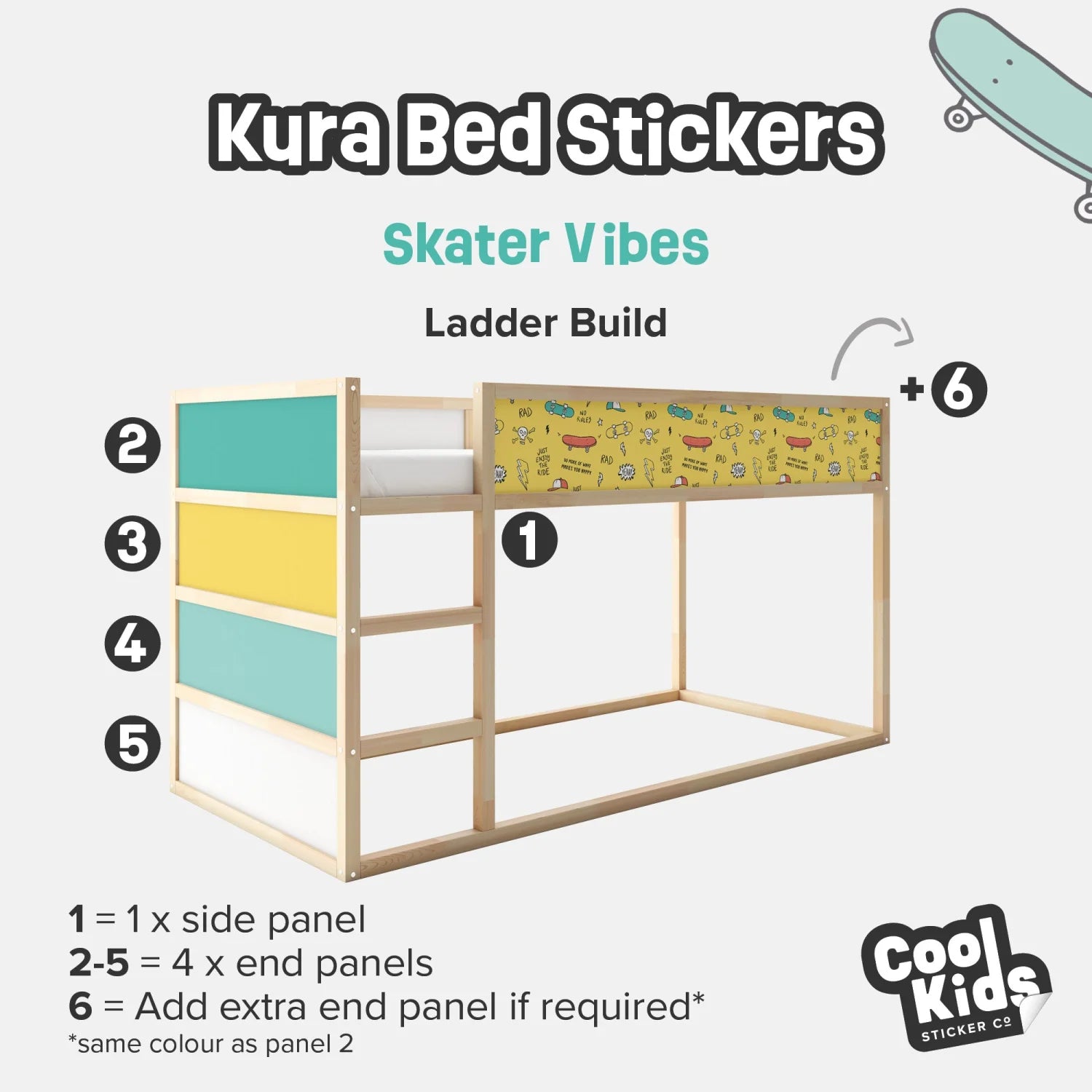 Kura Bed Skater Vibes Decals - Furniture Decals - Kura Bed