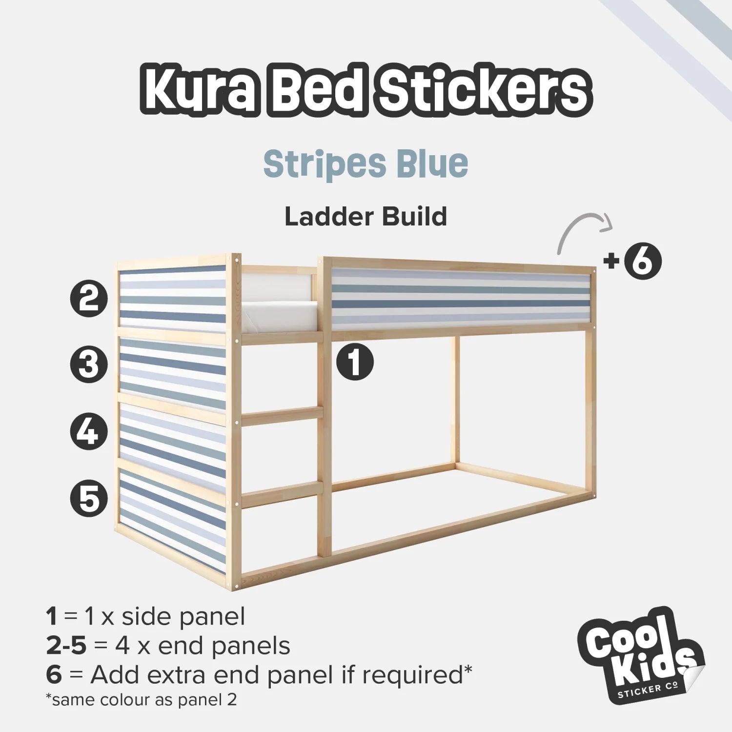 Kura Bed Stripes Blue Decals - Furniture Decals - Kura Bed