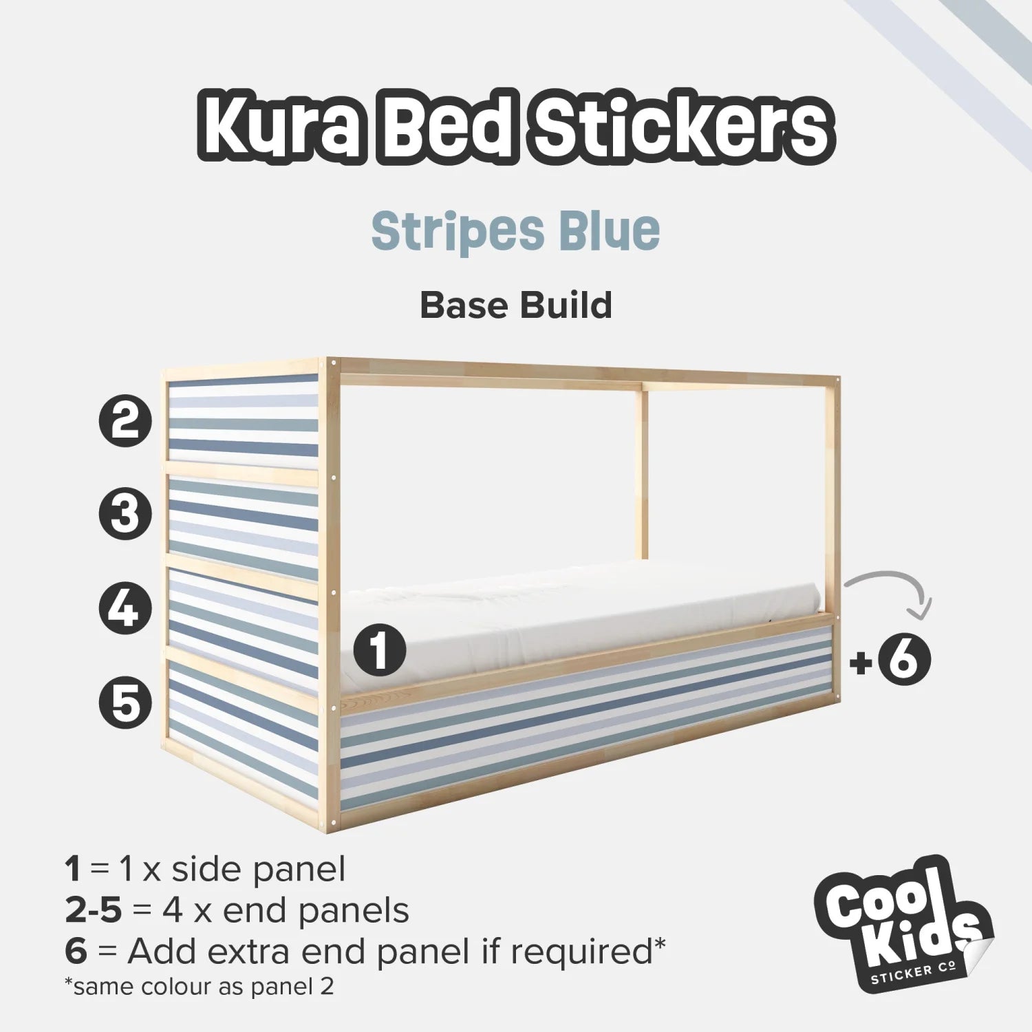 Kura Bed Stripes Blue Decals - Furniture Decals - Kura Bed