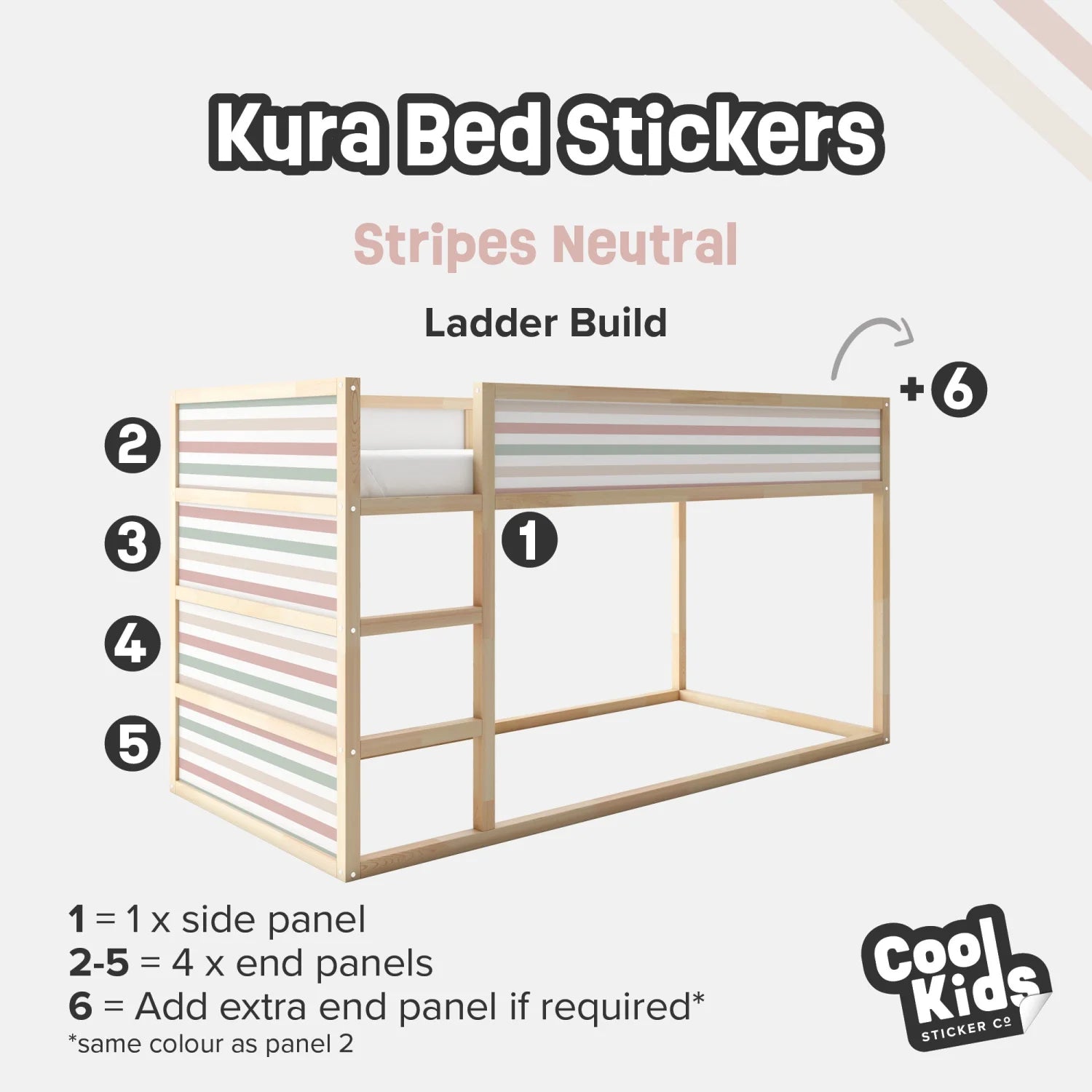 Kura Bed Stripes Neutral Decals - Furniture Decals - Kura