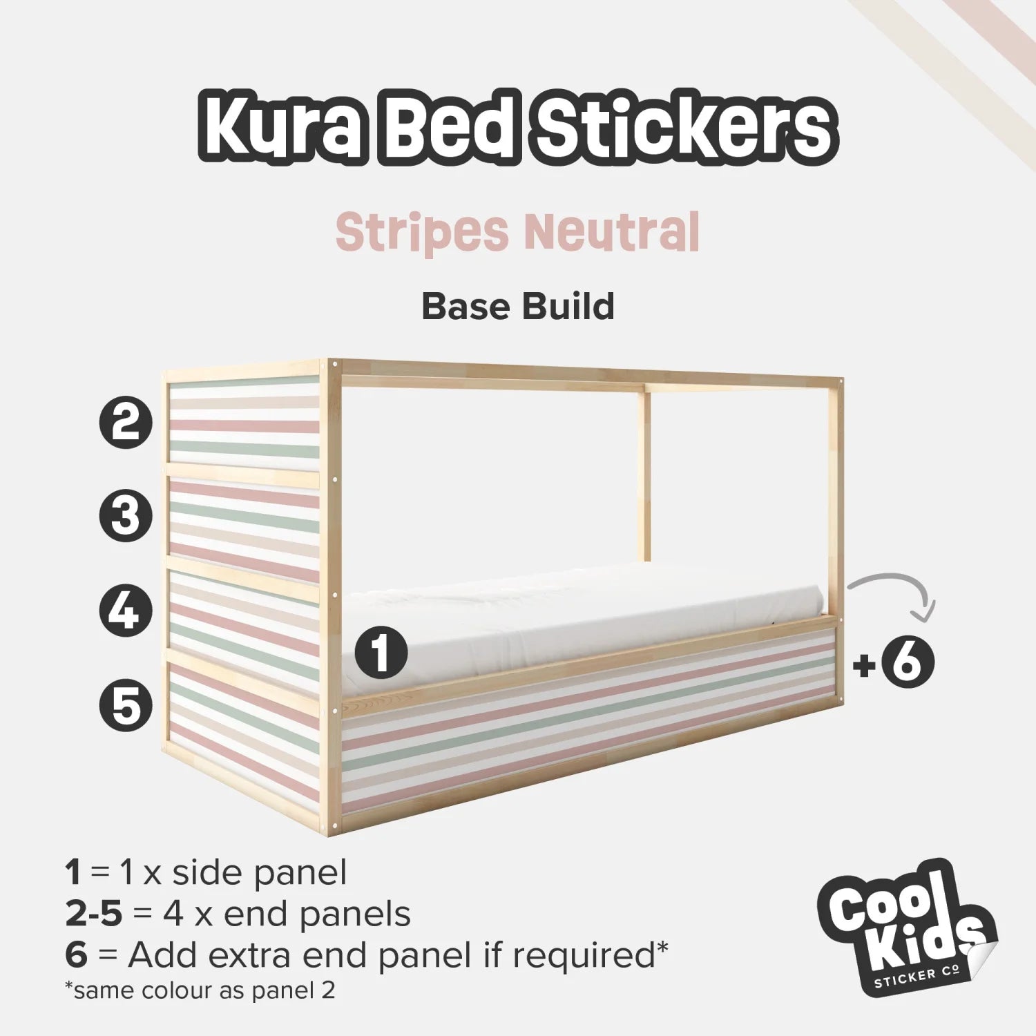 Kura Bed Stripes Neutral Decals - Furniture Decals - Kura