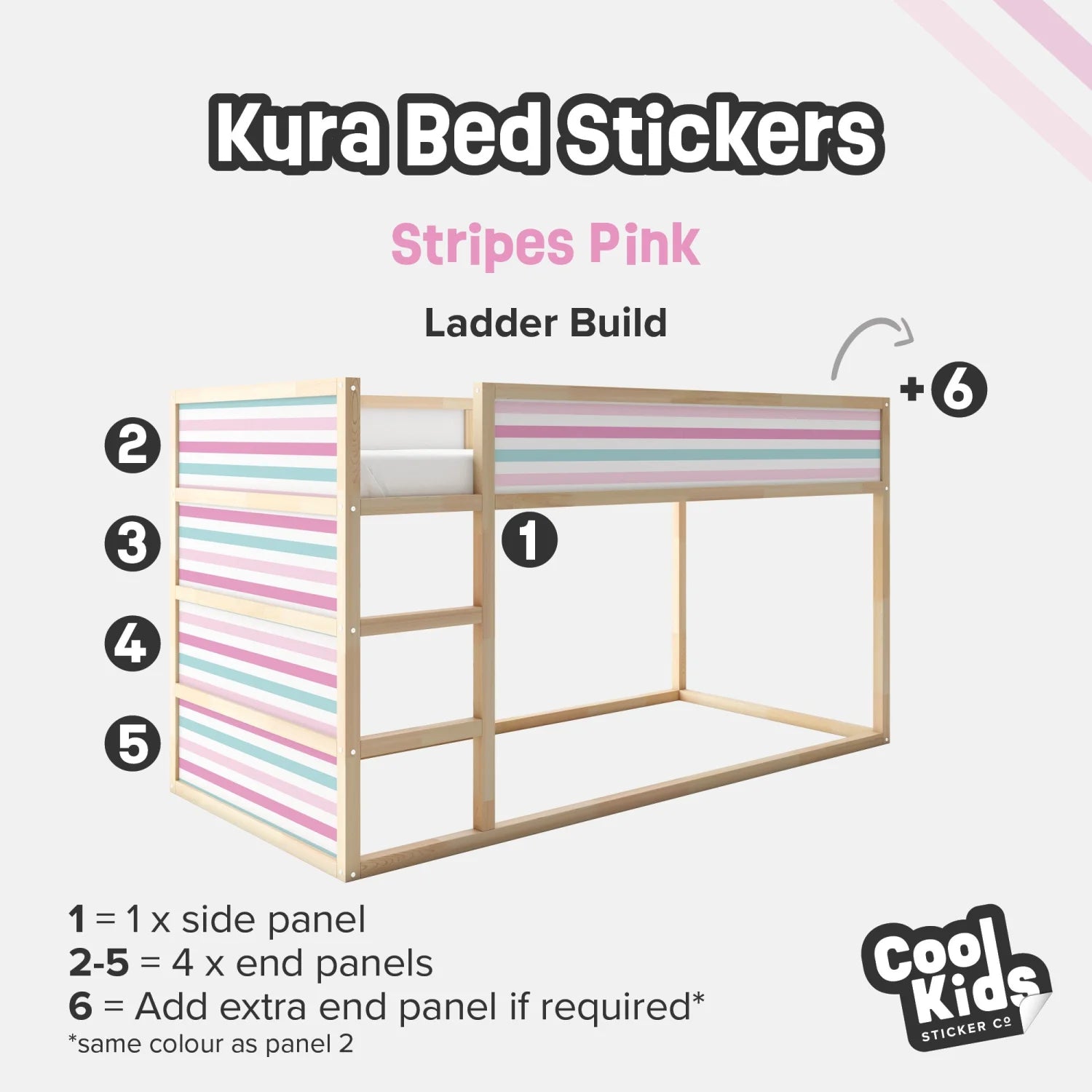 Kura Bed Stripes Pink Decals - Furniture Decals - Kura Bed