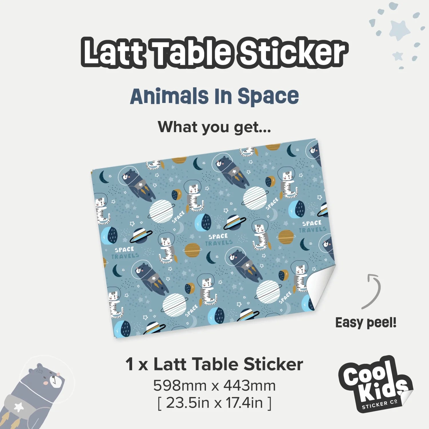 Latt Table Animals In Space Decal - Furniture Decals - Latt