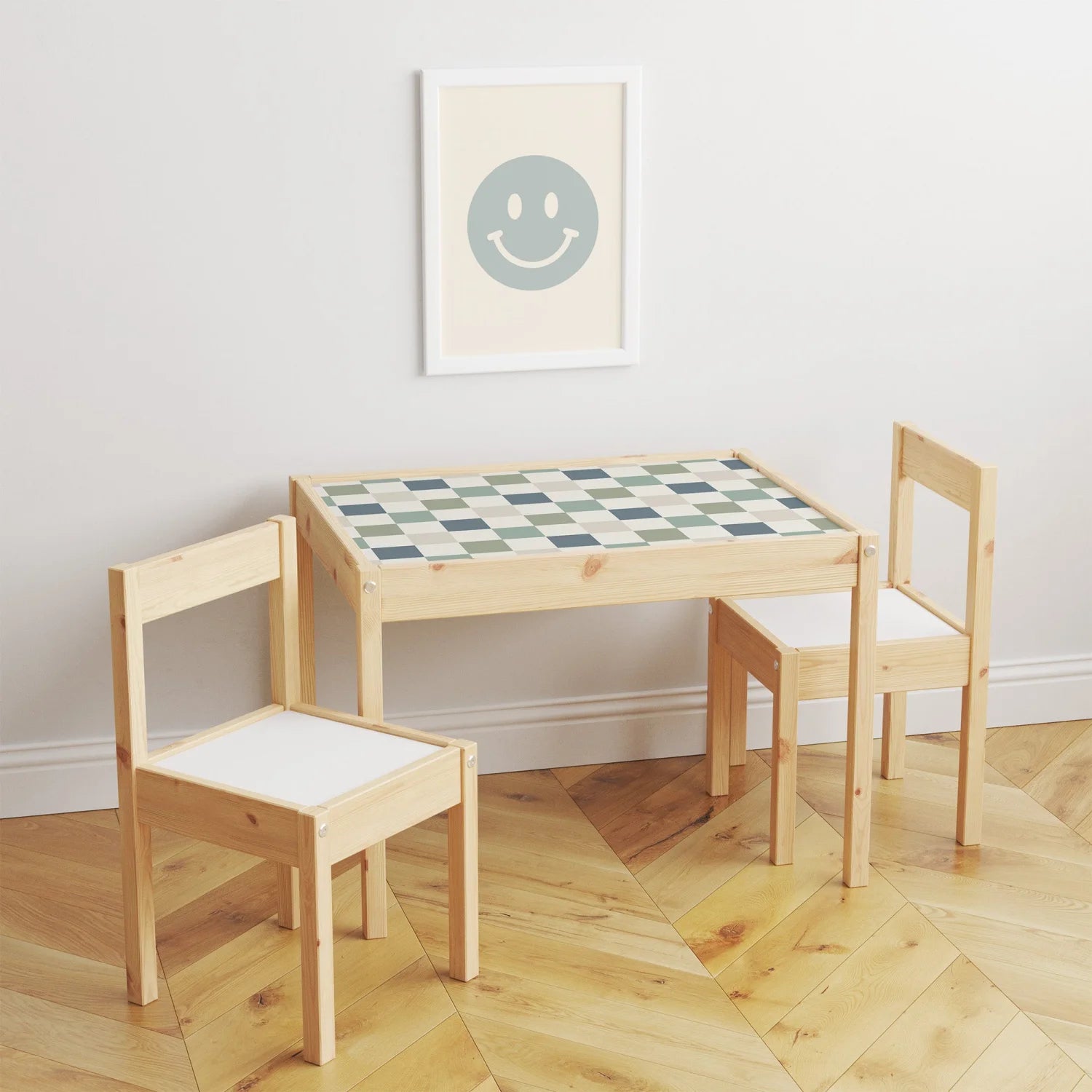 Latt Table Checkers Blue Decal - Furniture Decals - Latt