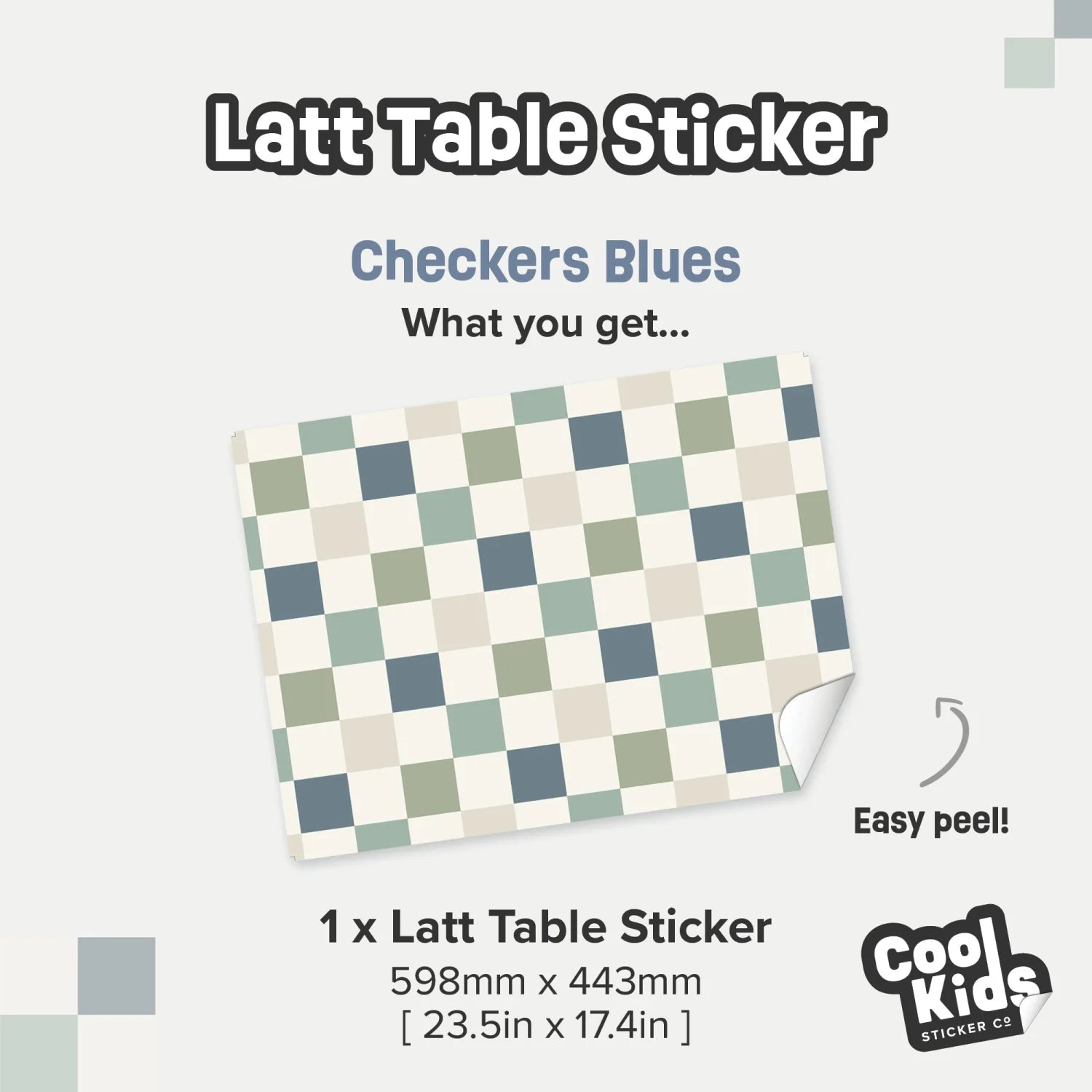 Latt Table Checkers Blue Decal - Furniture Decals - Latt