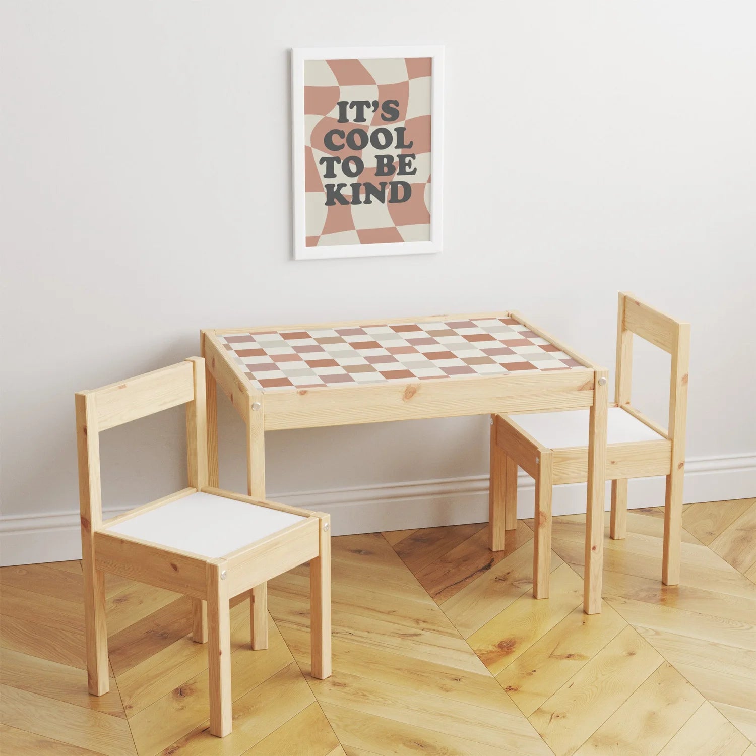 Latt Table Checkers Neutral Decal - Furniture Decals - Latt