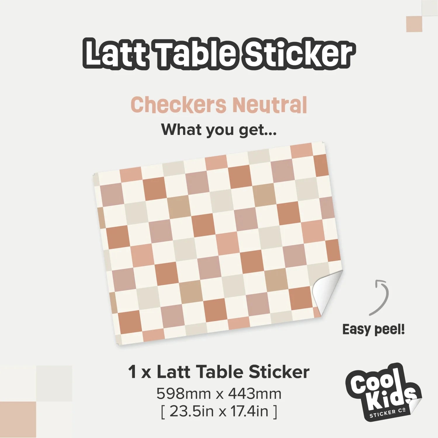 Latt Table Checkers Neutral Decal - Furniture Decals - Latt