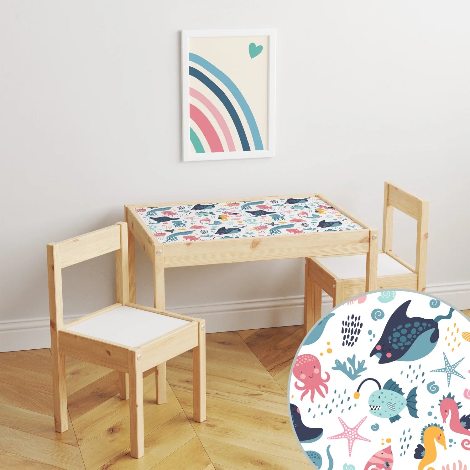 Latt Table Cheerful Sea Creatures Decal DF4.