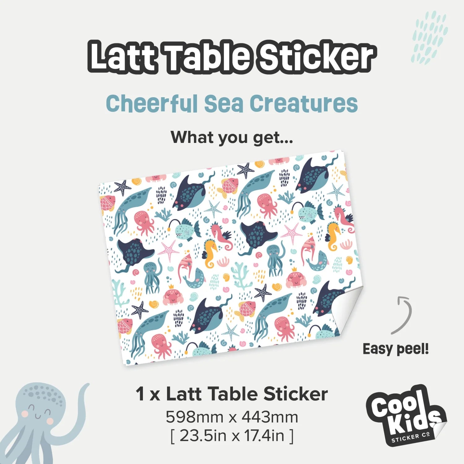 Latt Table Cheerful Sea Creatures Decal - Furniture Decals