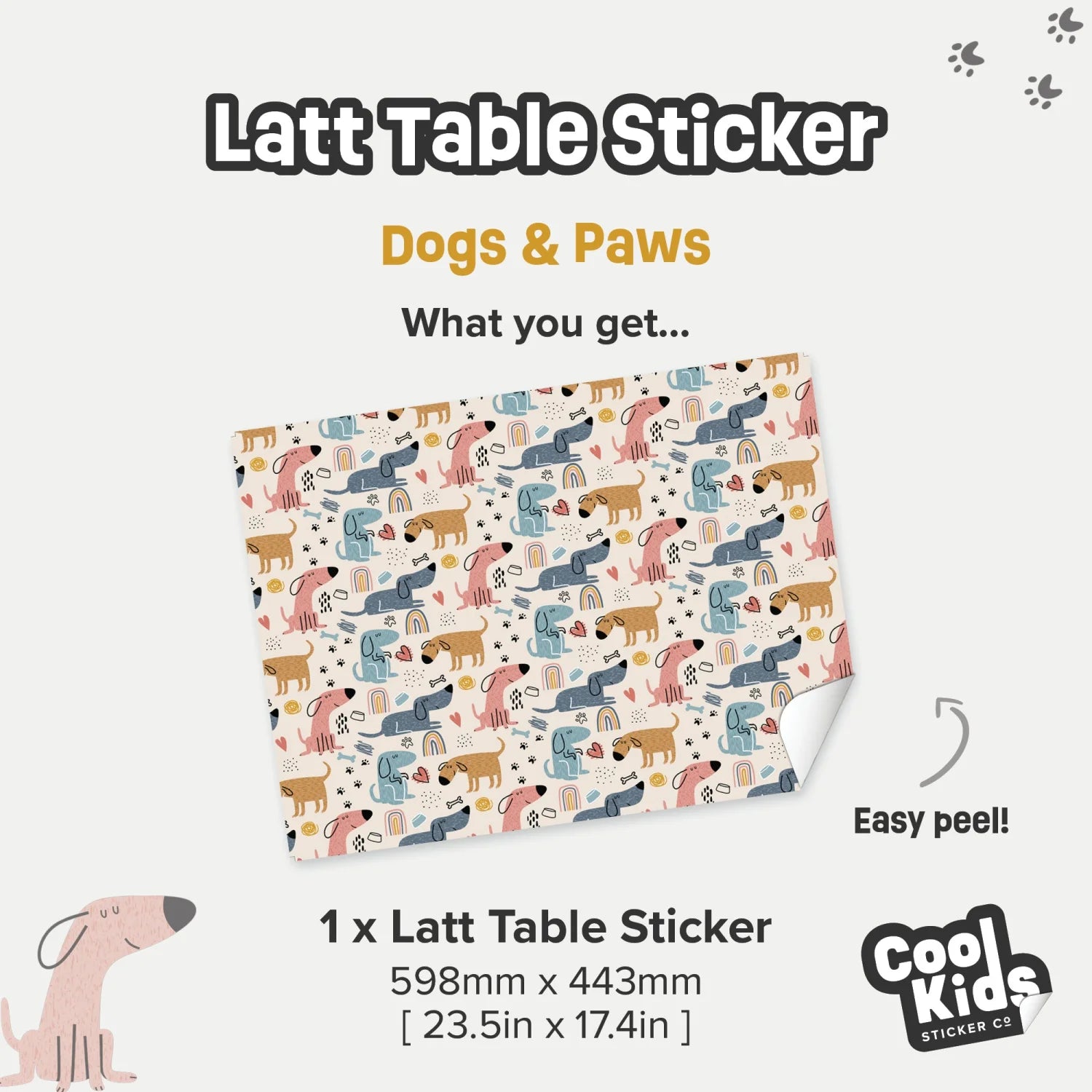 Latt Table Dogs and Paws Decal - Furniture Decals - Latt