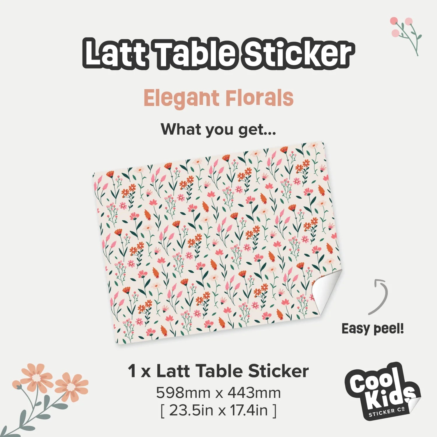 Latt Table Elegant Florals Decal - Furniture Decals - Latt