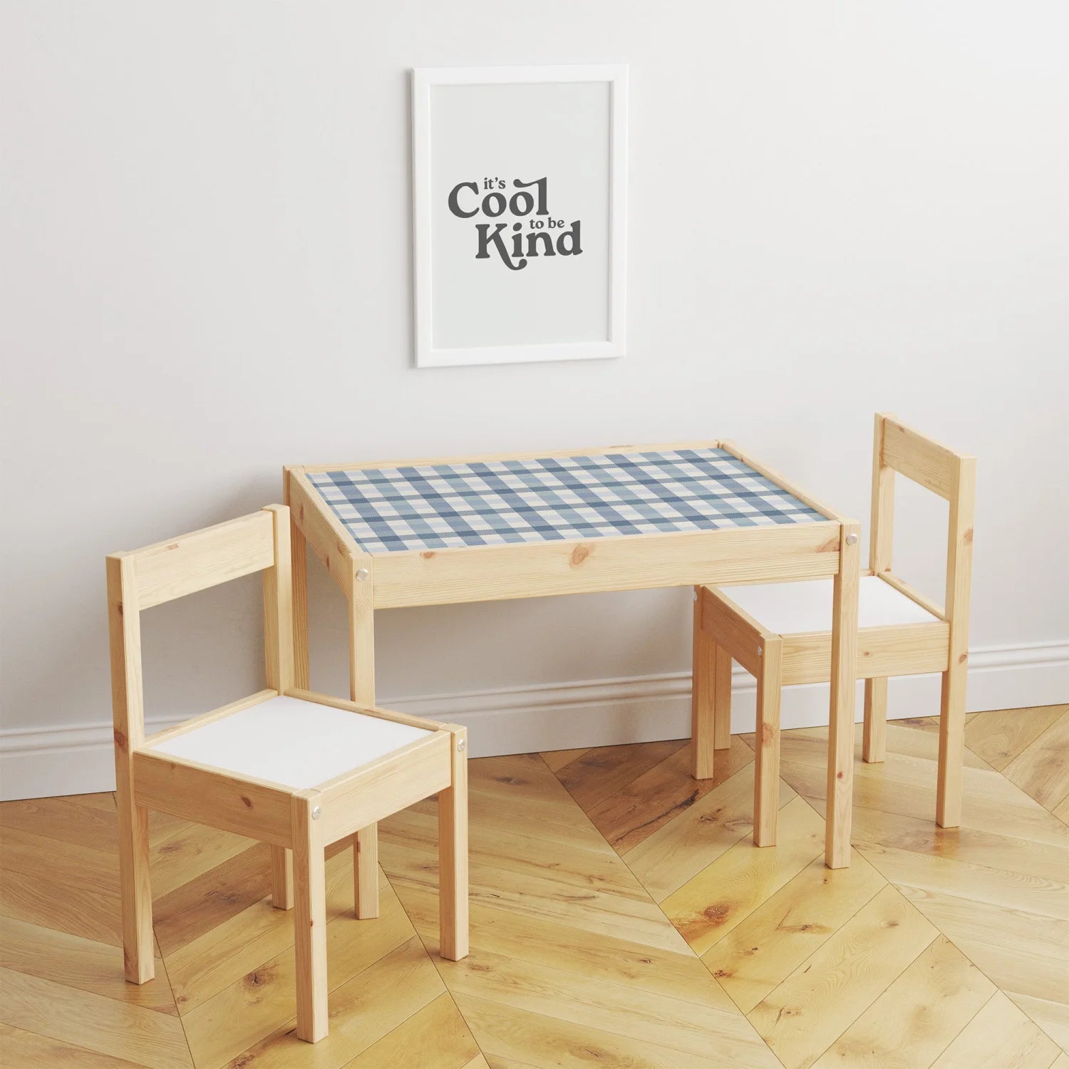 Latt Table Gingham Blue Decal - Furniture Decals - Latt