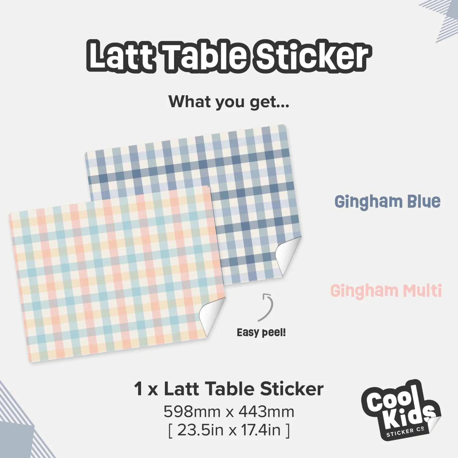 Latt Table Gingham Blue Decal - Furniture Decals - Latt