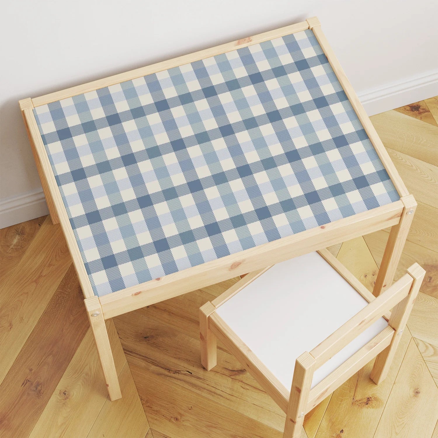 Latt Table Gingham Blue Decal - Furniture Decals - Latt