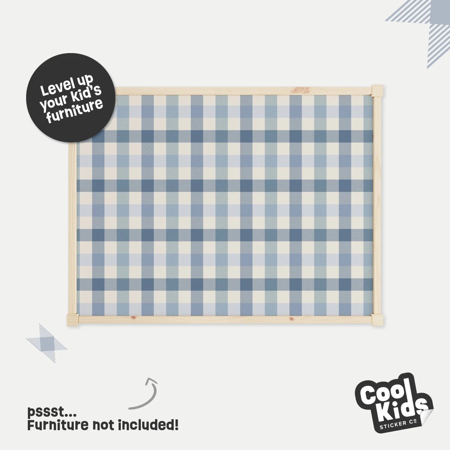 Latt Table Gingham Blue Decal - Furniture Decals - Latt