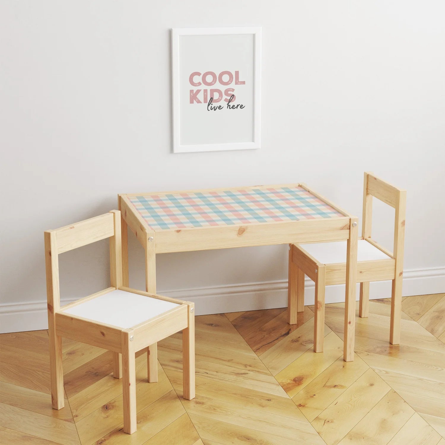 Latt Table Gingham Multi Decal - Furniture Decals - Latt