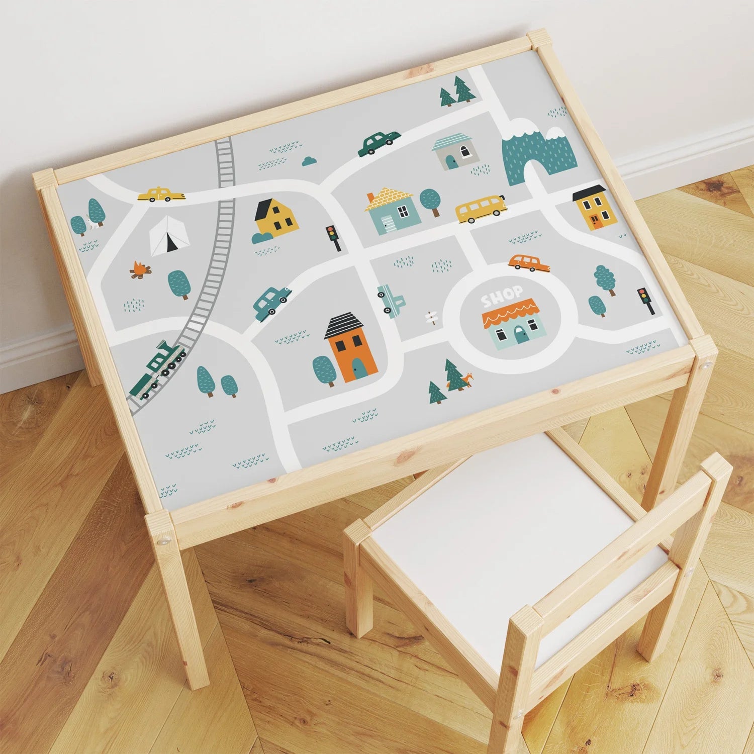 Latt Table Road Map Decal - Furniture Decals - Latt Table