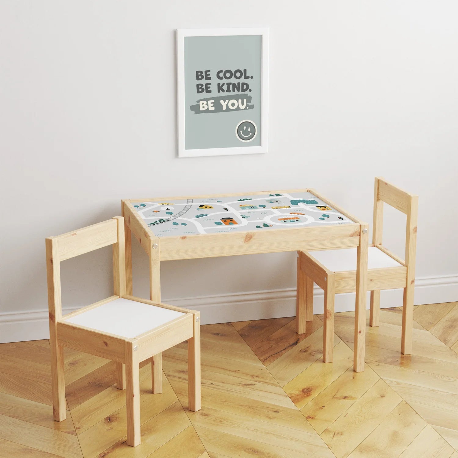 Latt Table Road Map Decal - Furniture Decals - Latt Table