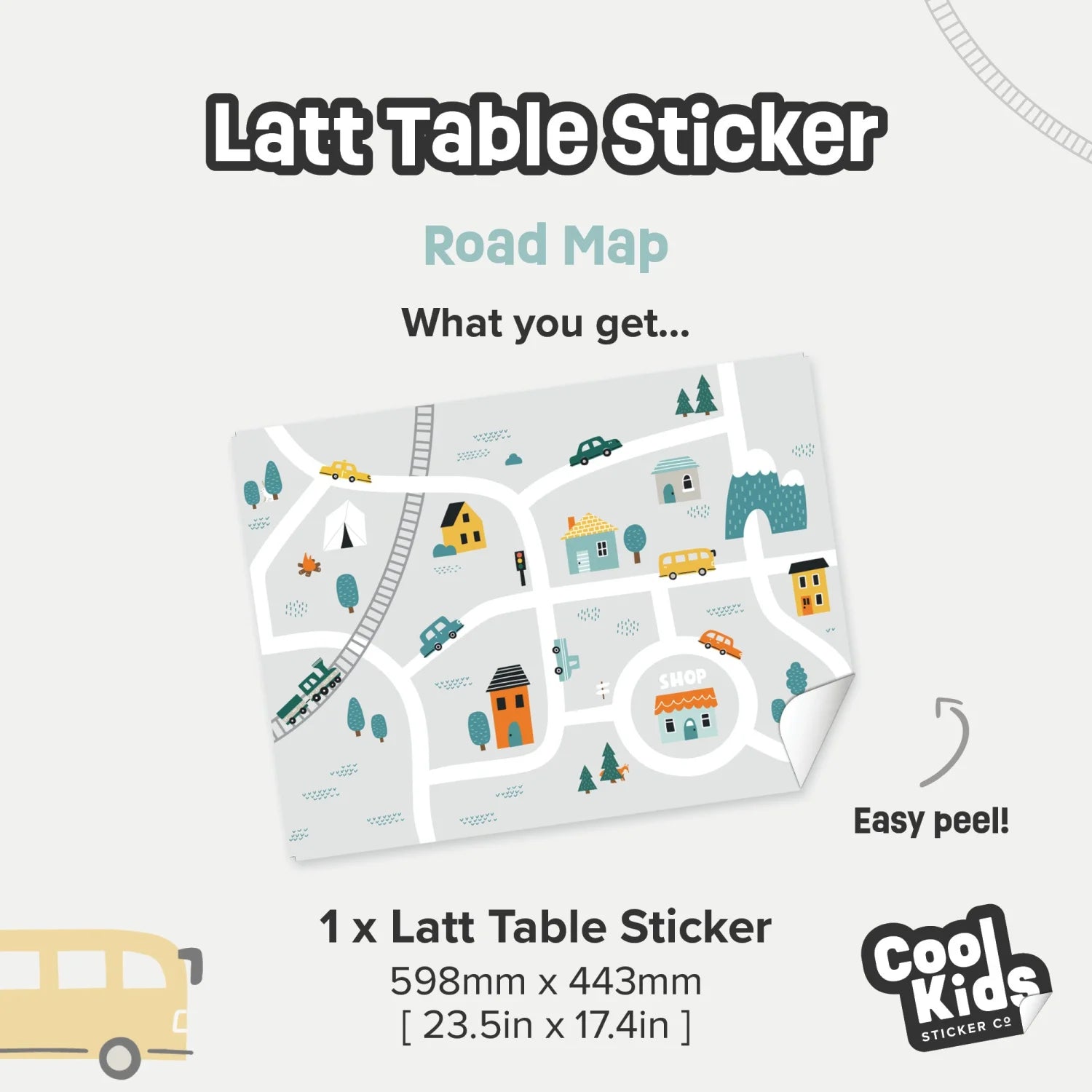 Latt Table Road Map Decal - Furniture Decals - Latt Table