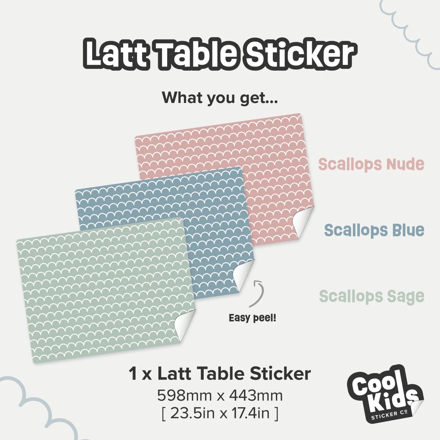 Latt Table Scallops Blue Decal - Furniture Decals - Latt