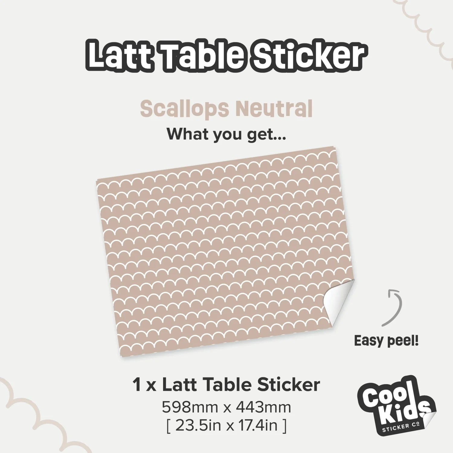 Latt Table Scallops Neutral Decal - Furniture Decals - Latt