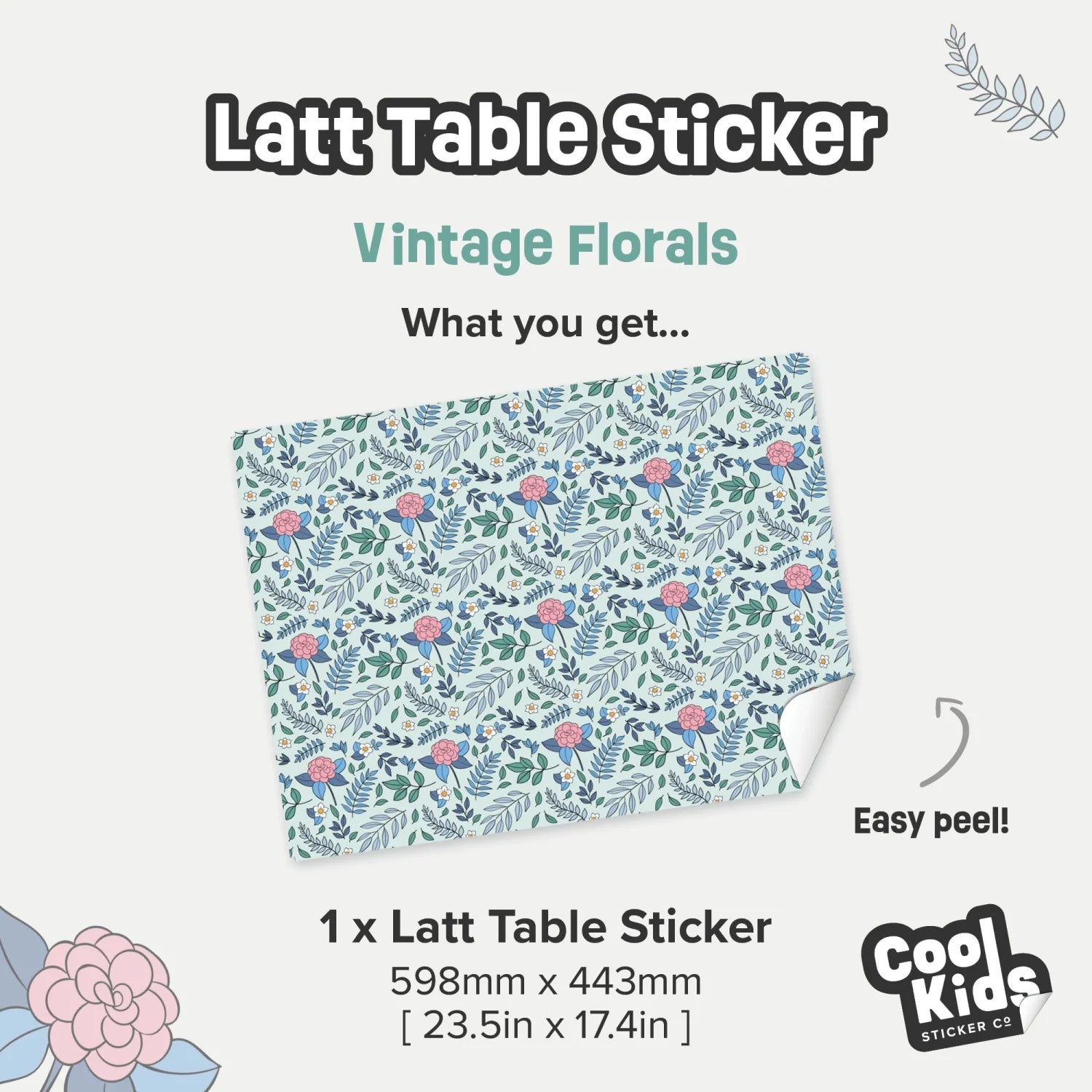 Latt Table Vintage Florals Decal - Furniture Decals - Latt
