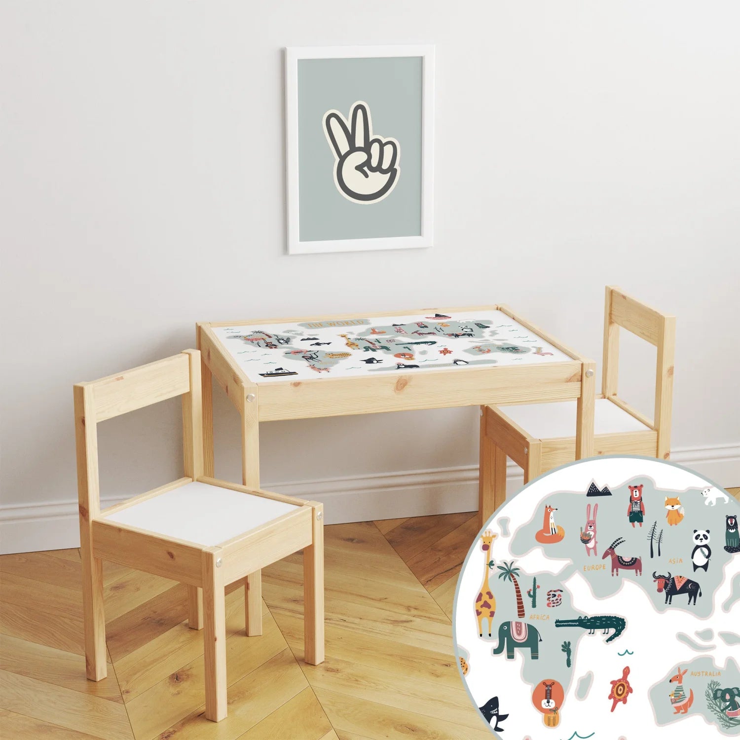 Latt Table World Map Decal DF4.