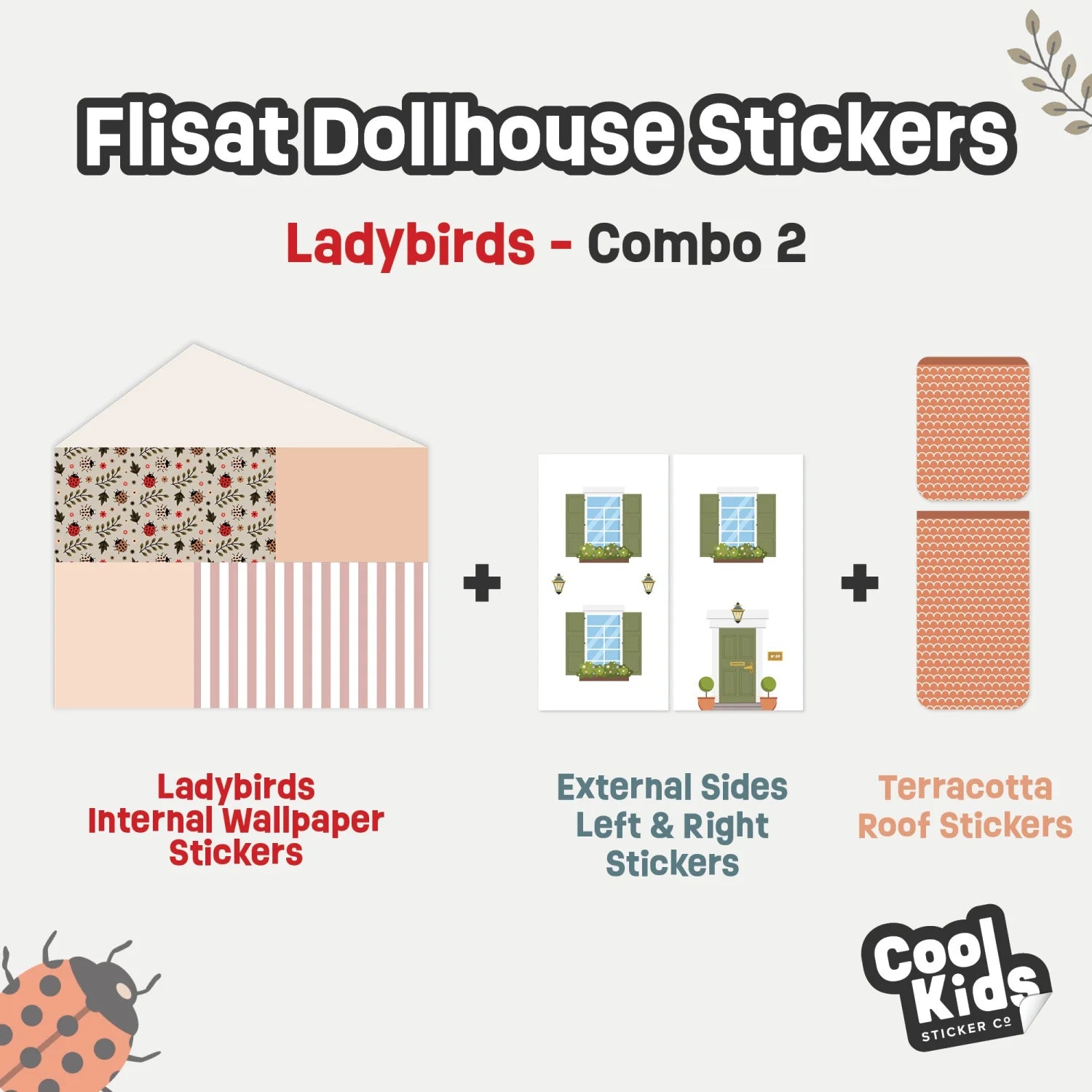 Leafy Ladybirds Flisat Dollhouse Decals - Furniture Decals