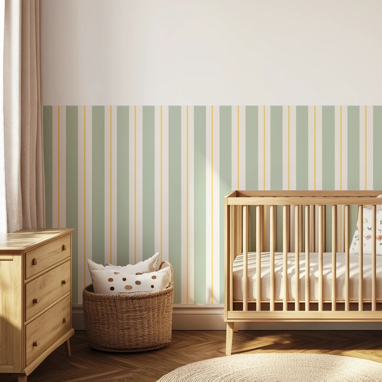Lines & Stripes Wall Panels - Sage Yellow - DW11.