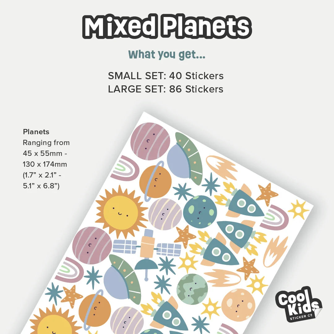 Mixed Planets Wall Decal - Decals - Space