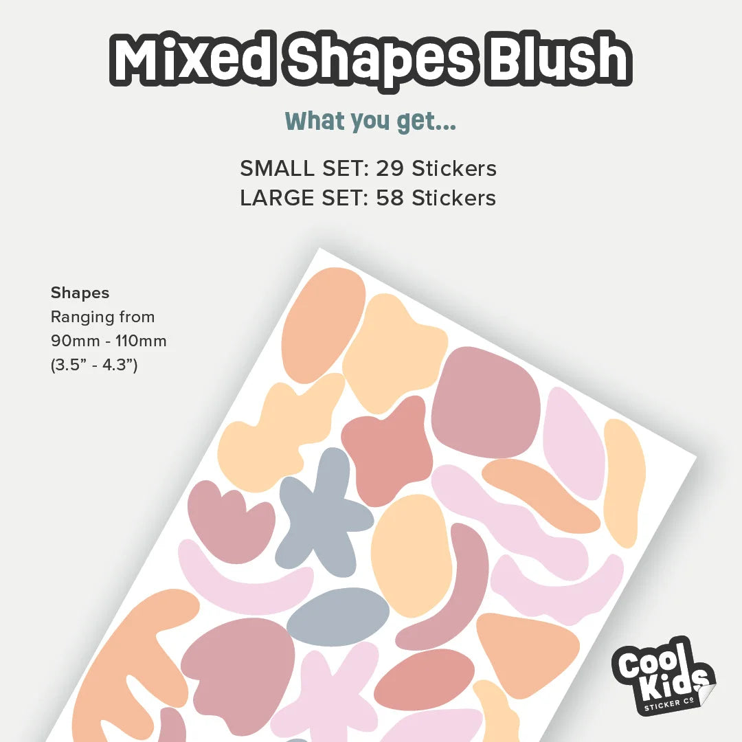 Mixed Shapes Blush Wall Decal - DW1. Shape Decals