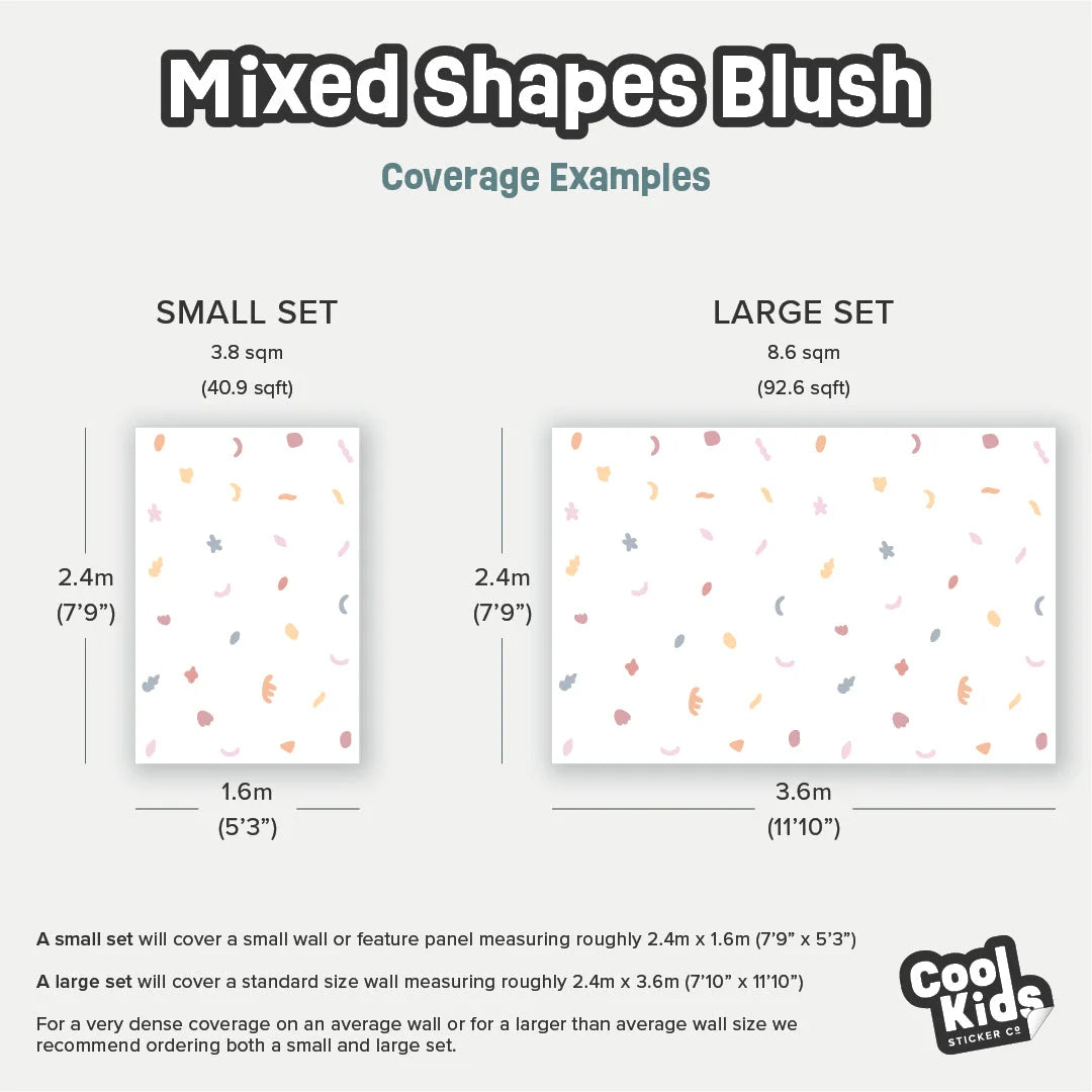 Mixed Shapes Blush Wall Decal - DW1. Shape Decals