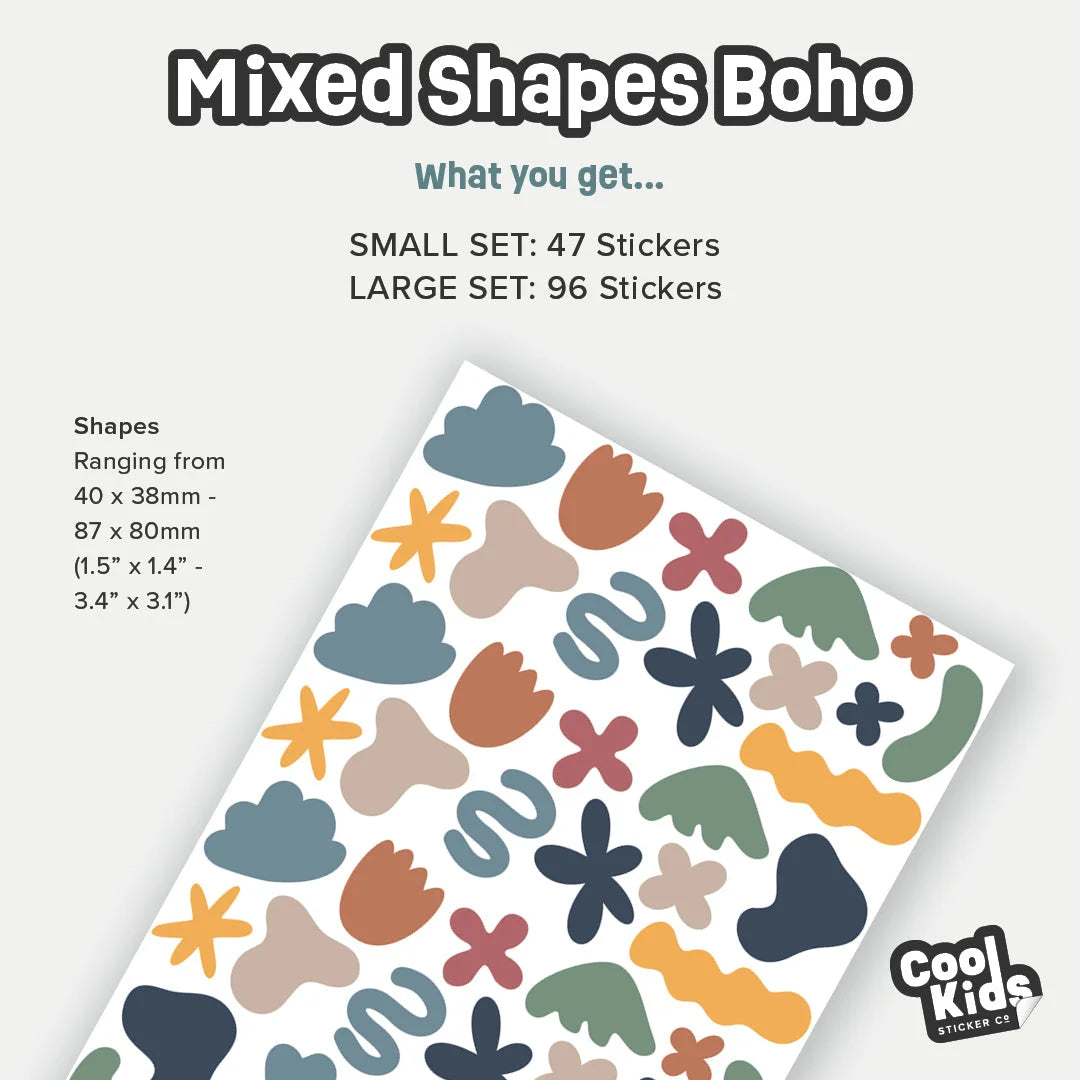 Mixed Shapes Boho Wall Decal - DW1. Shape Decals